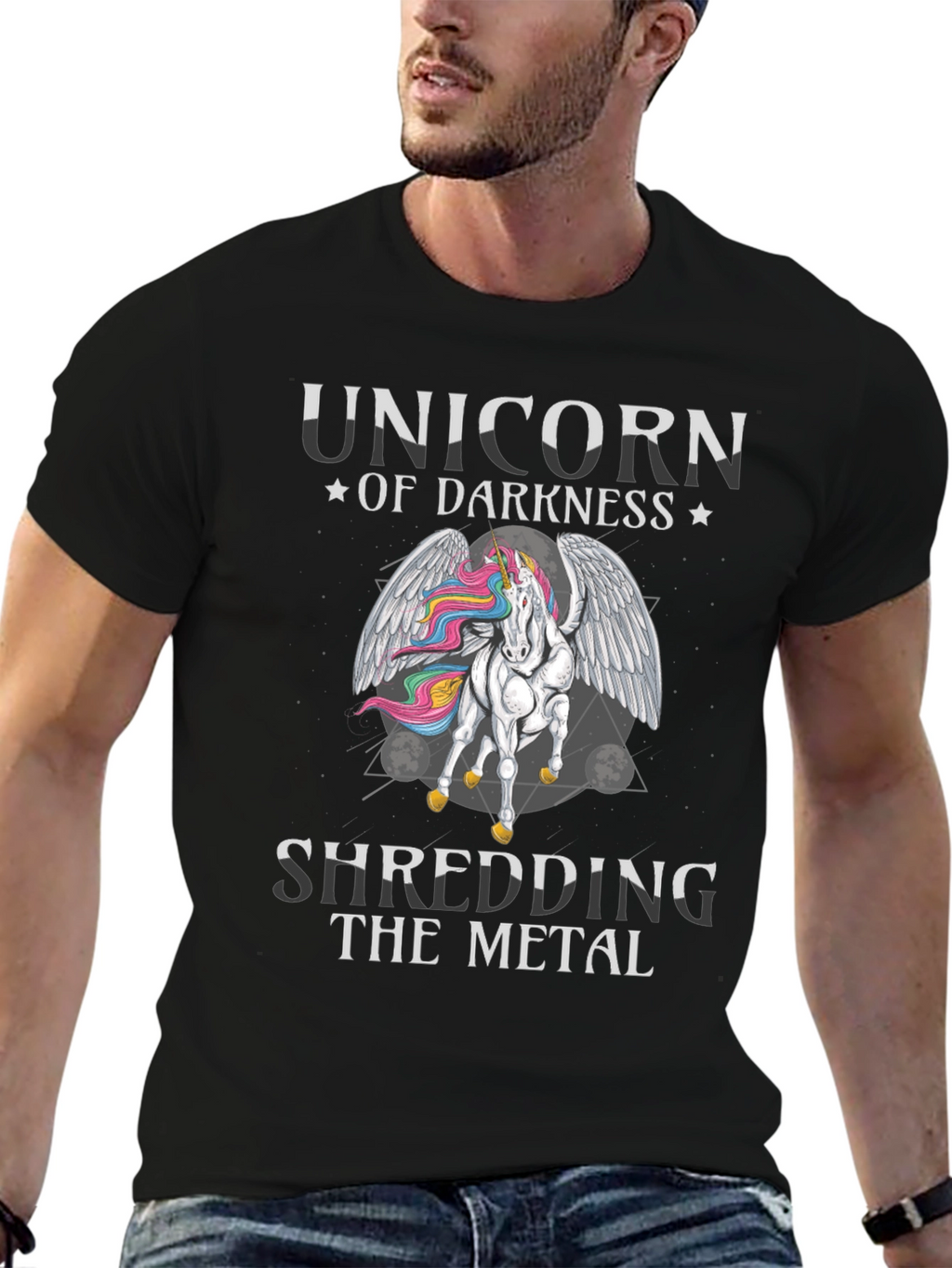 Unicorn of Darkness Shredding Metal T-Shirt