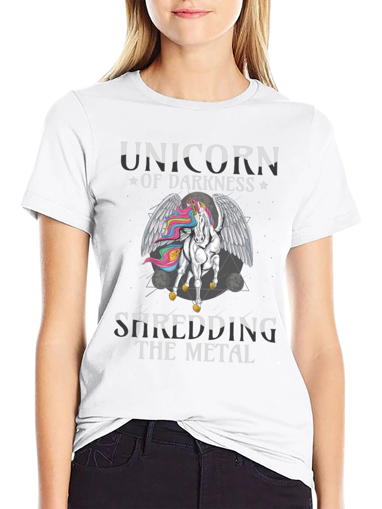 Unicorn of Darkness Shredding Metal T-Shirt