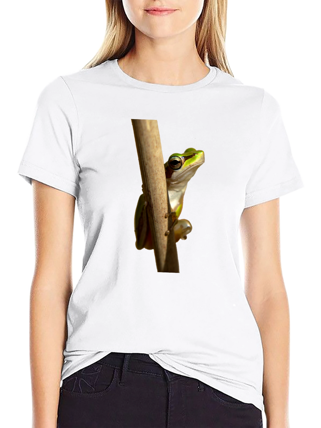 Frog on Branch Graphic T-Shirt - Black
