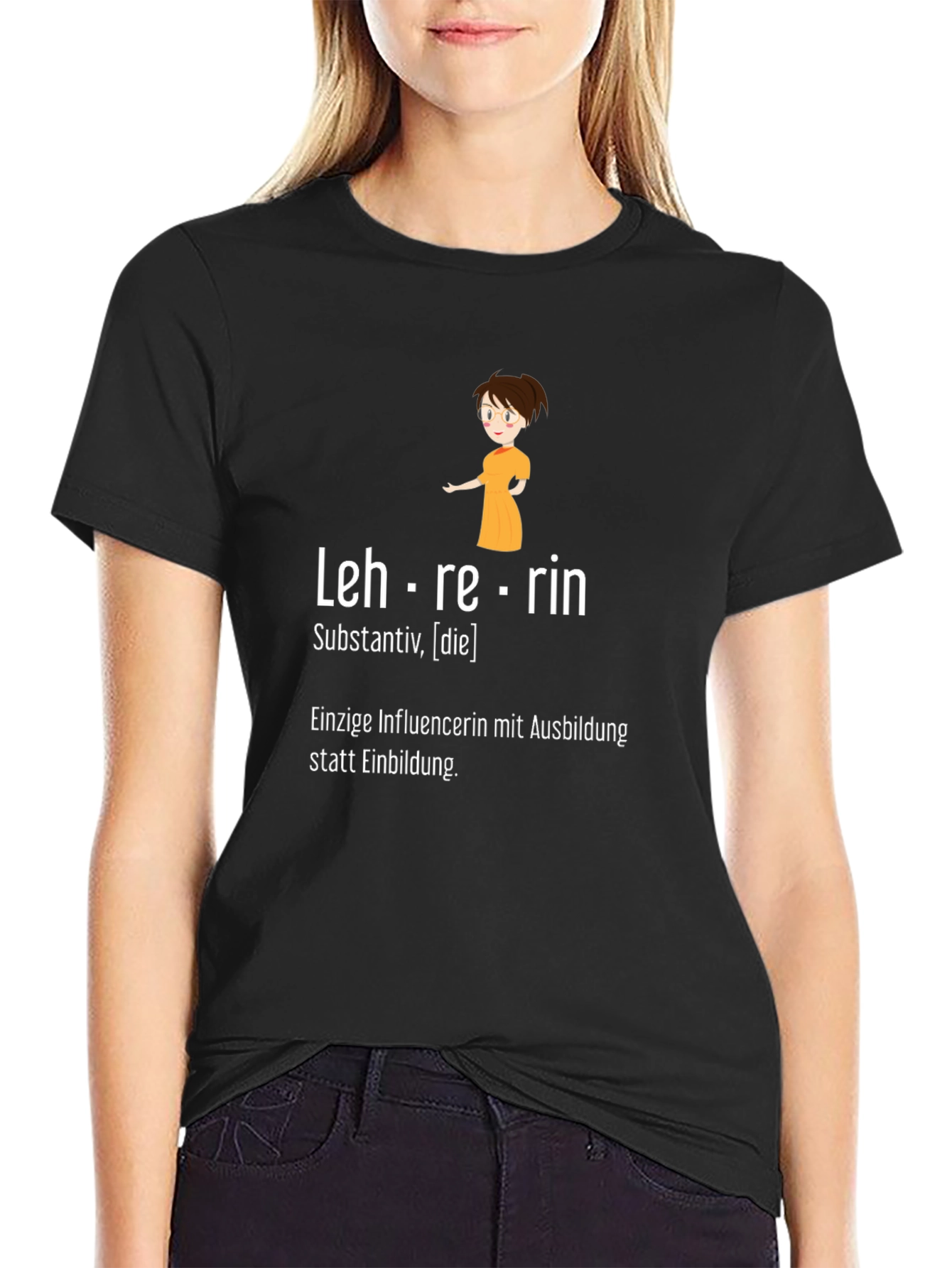 Lehrerin Teacher Black Graphic T-Shirt