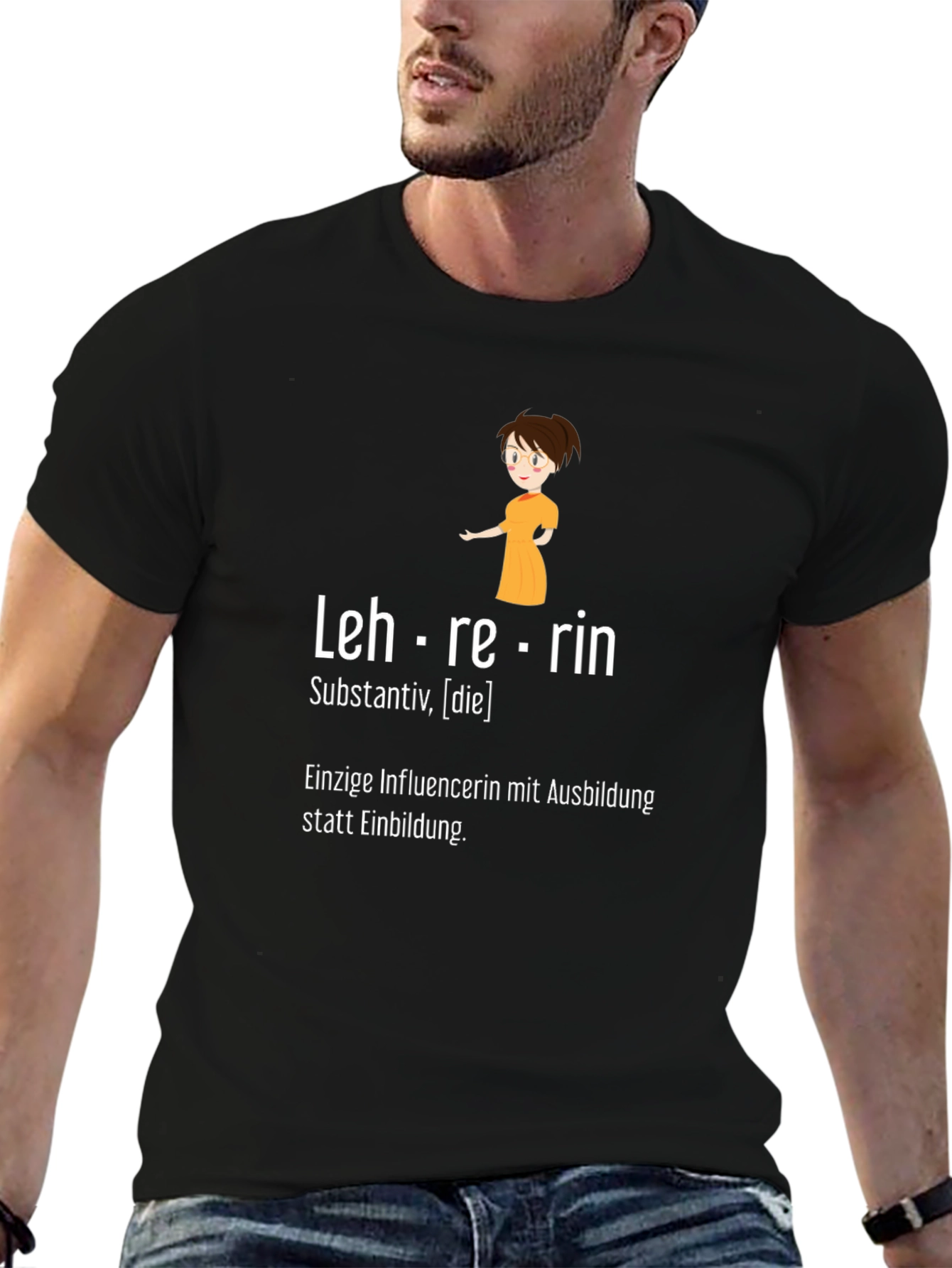 Lehrerin Teacher Black Graphic T-Shirt