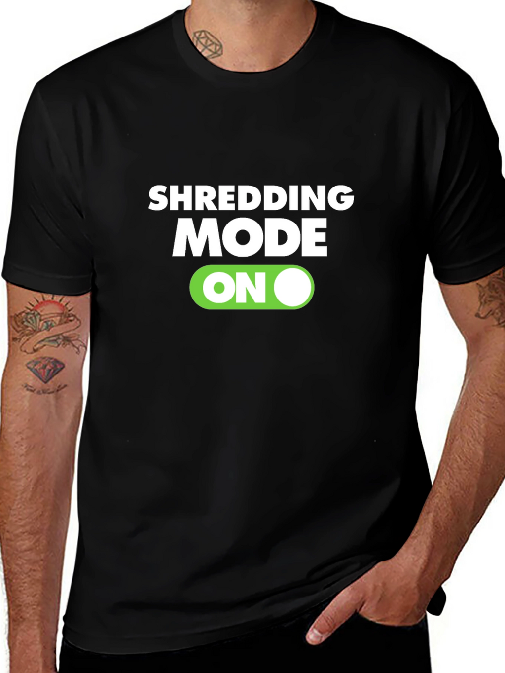 Shredding Mode On Black T-Shirt