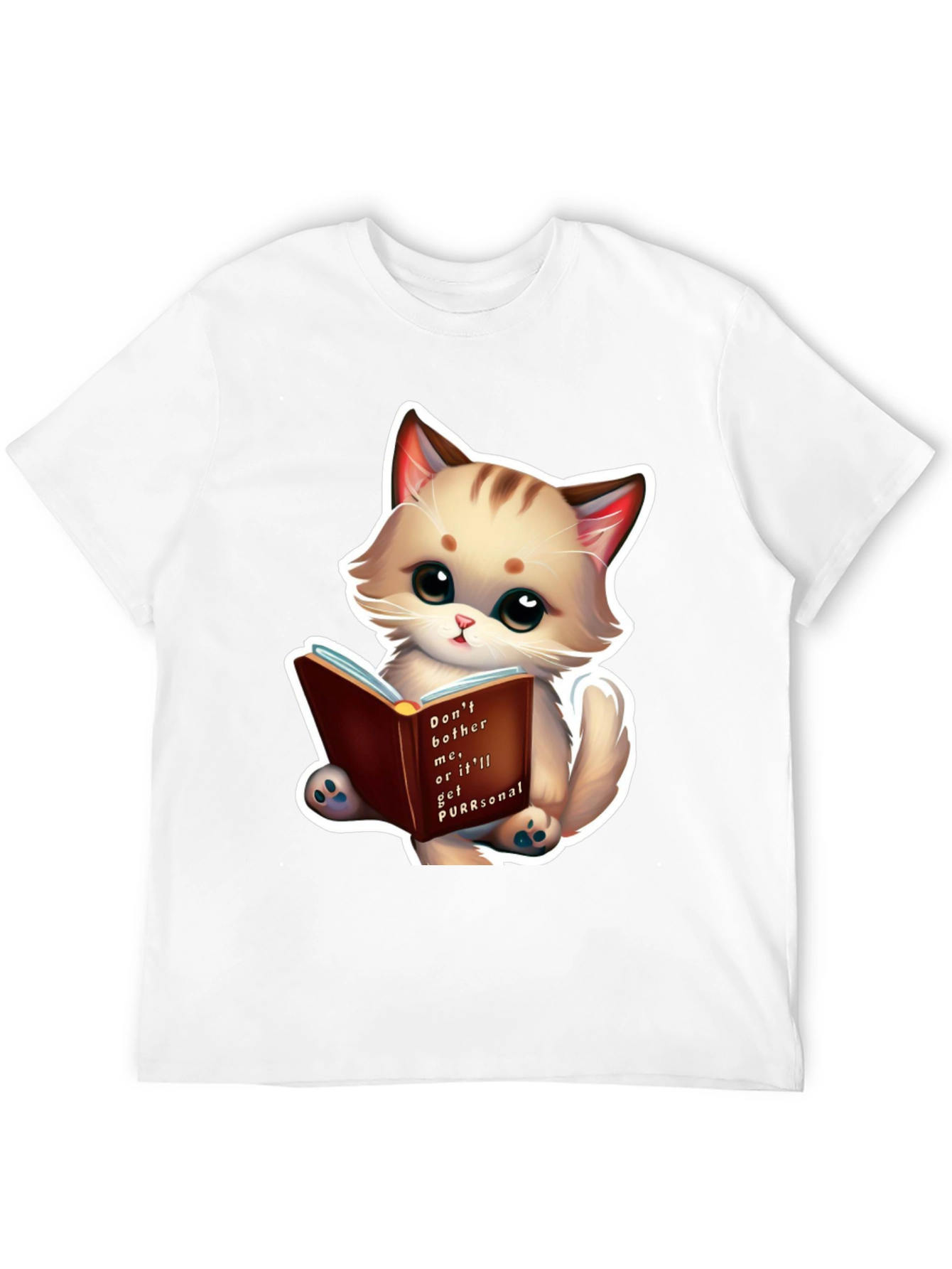Cute Cat Reading Book T-Shirt