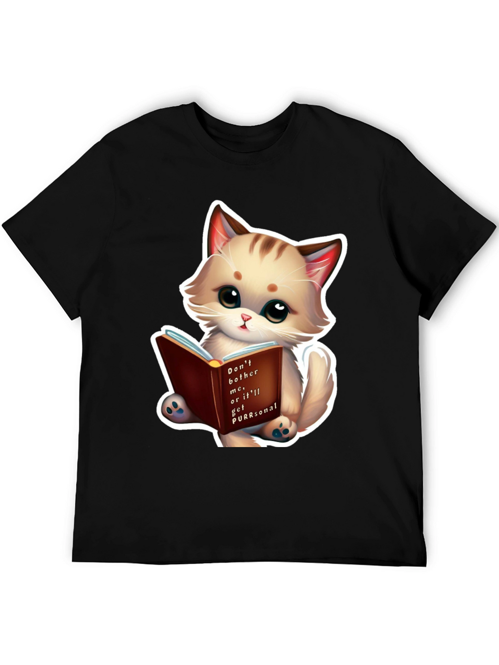 Cute Cat Reading Book T-Shirt