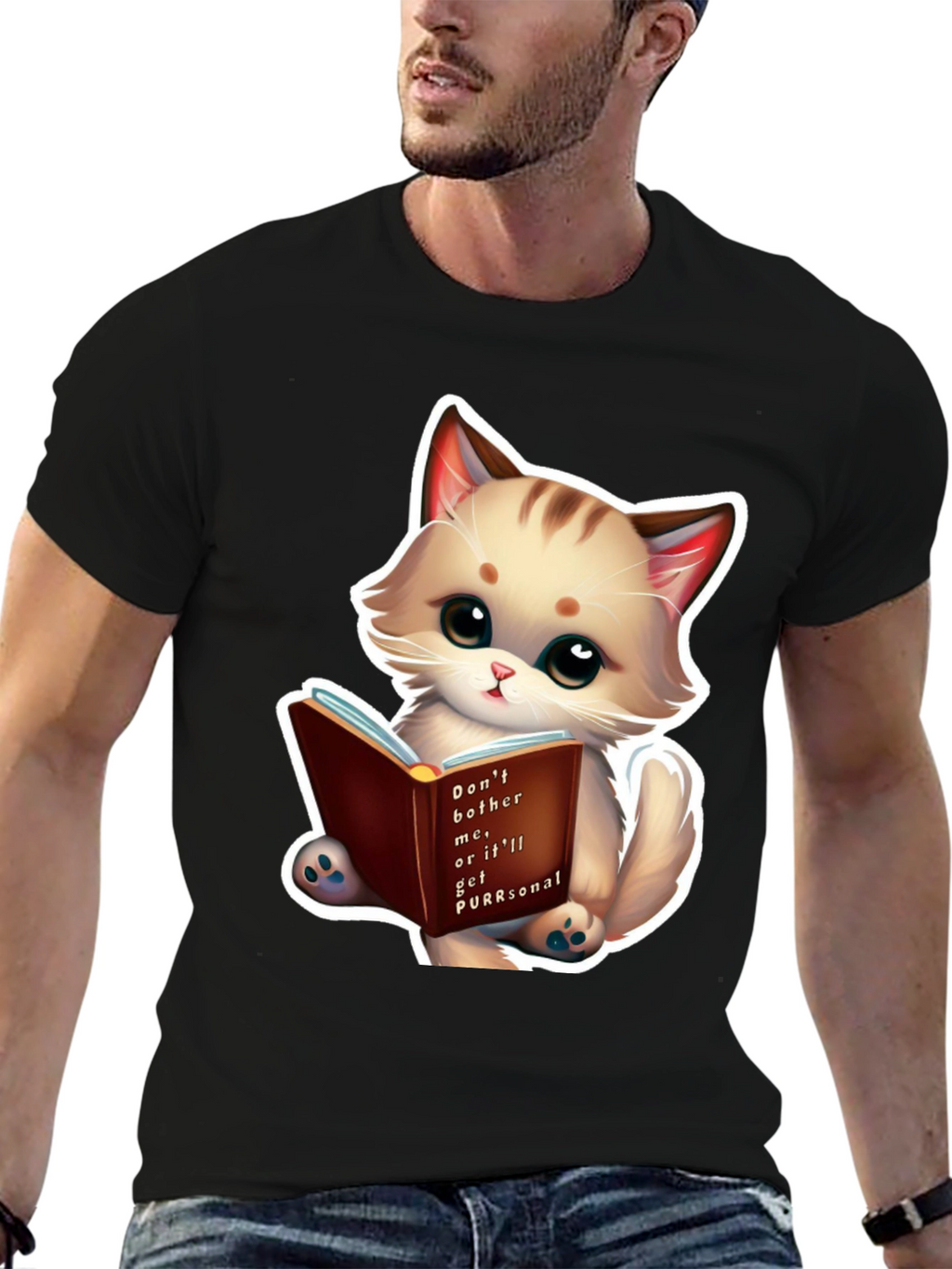 Cute Cat Reading Book T-Shirt