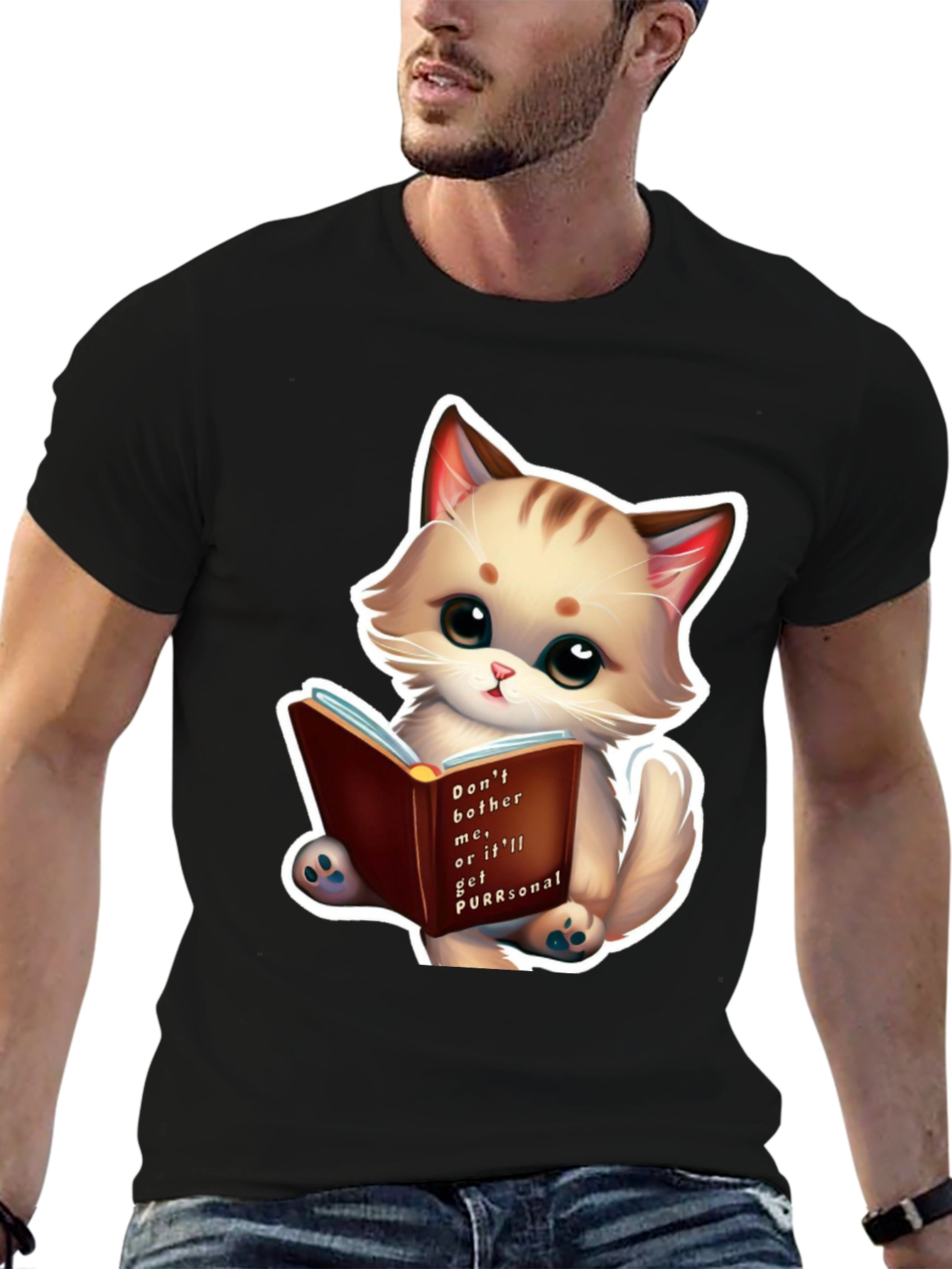 Cute Cat Reading Book T-Shirt