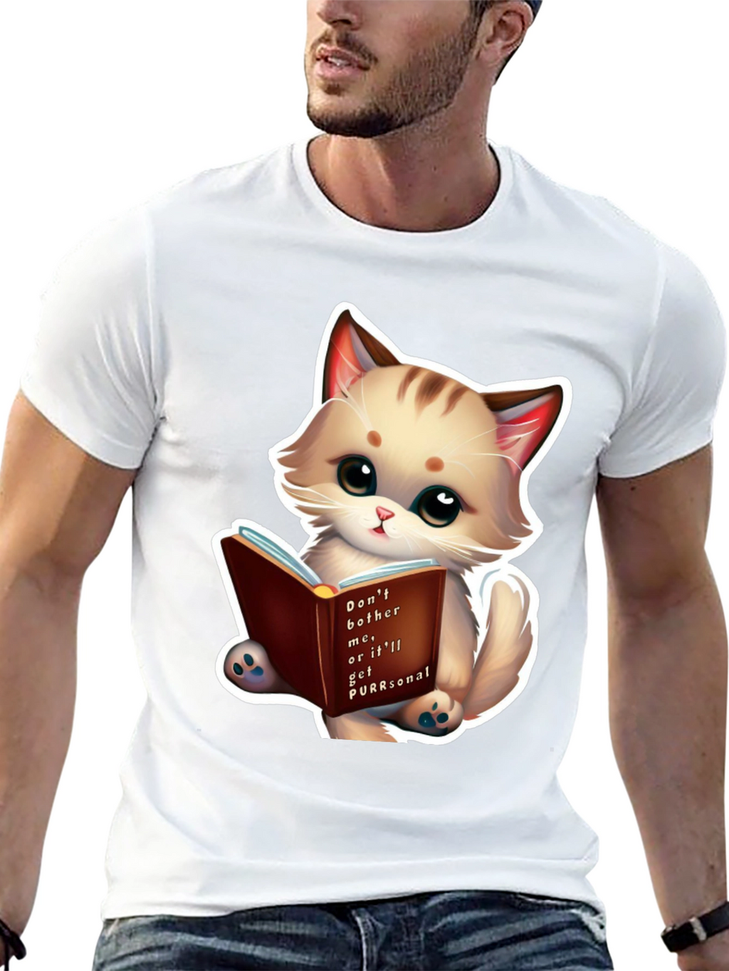 Cute Cat Reading Book T-Shirt