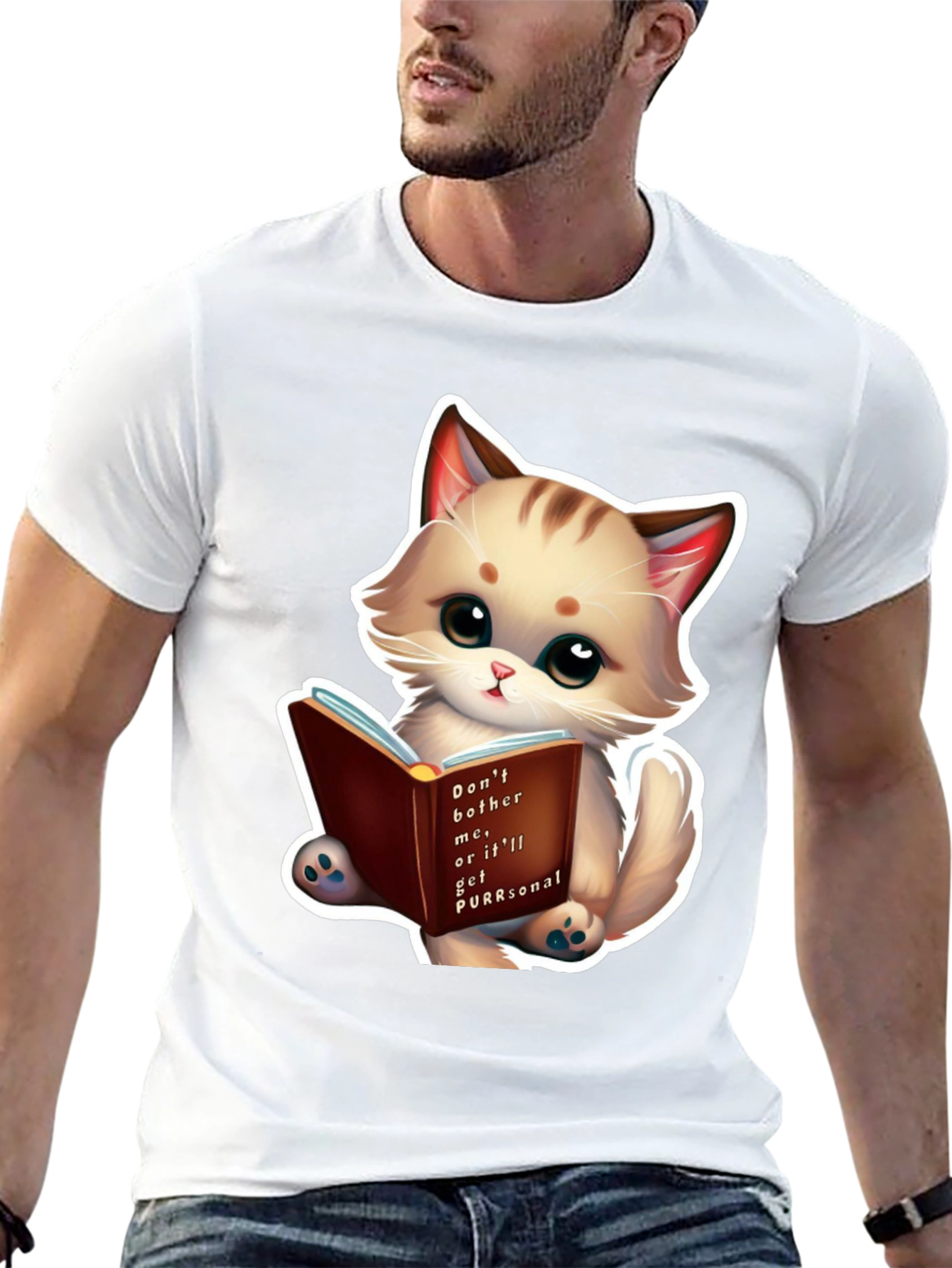 Cute Cat Reading Book T-Shirt