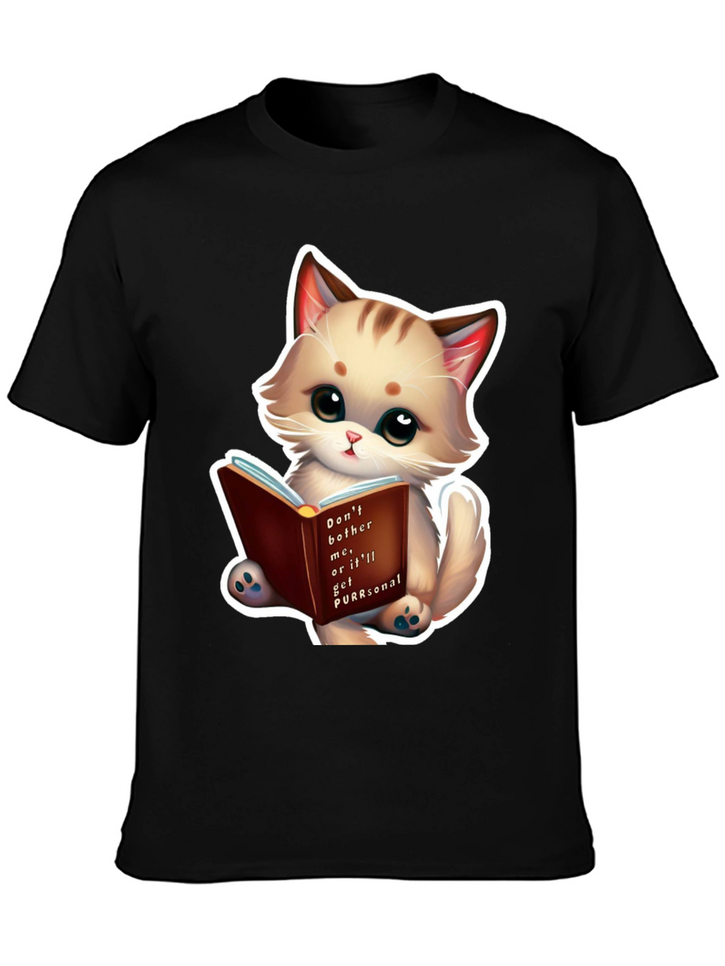 Cute Cat Reading Book T-Shirt