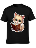 Cute Cat Reading Book T-Shirt
