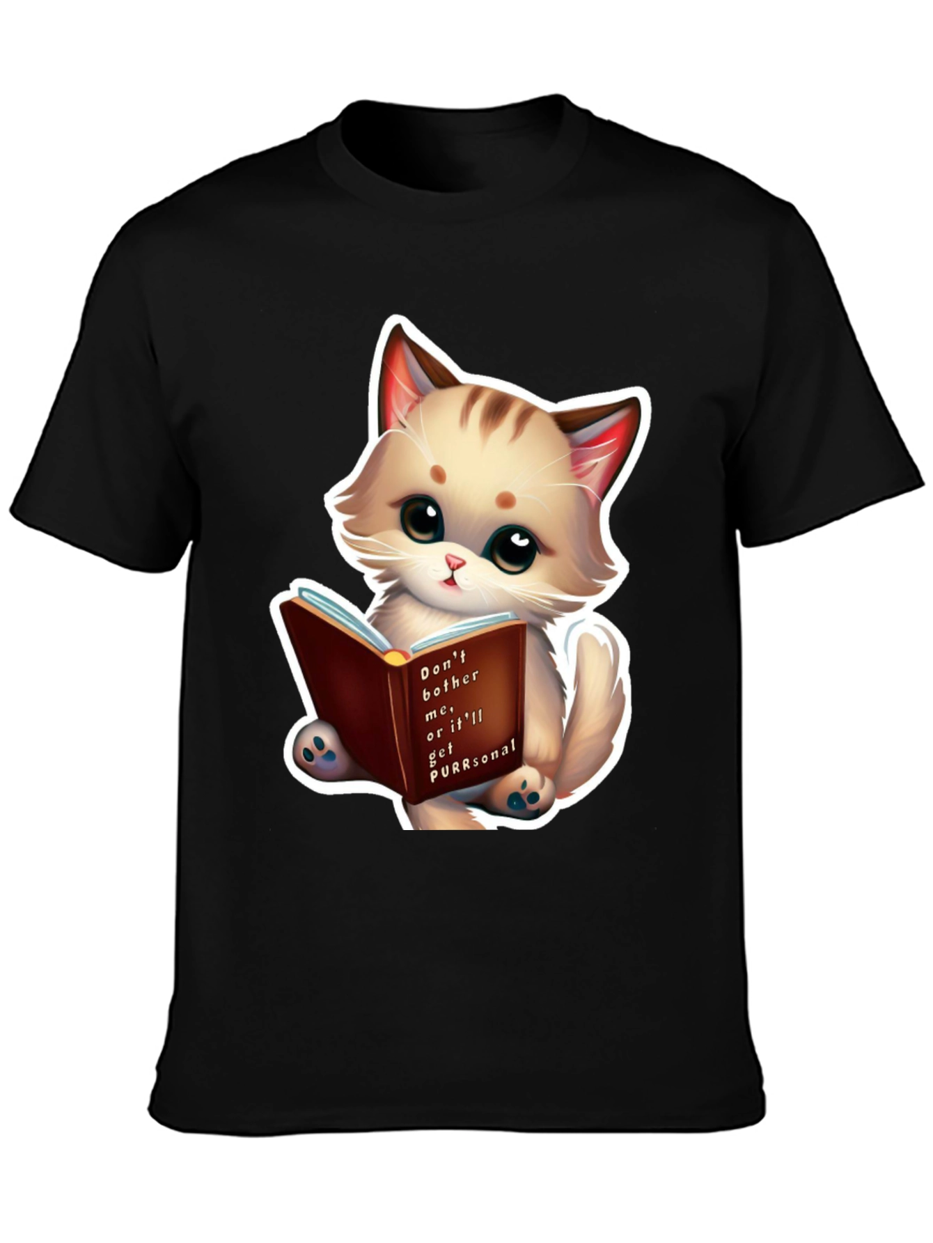 Cute Cat Reading Book T-Shirt