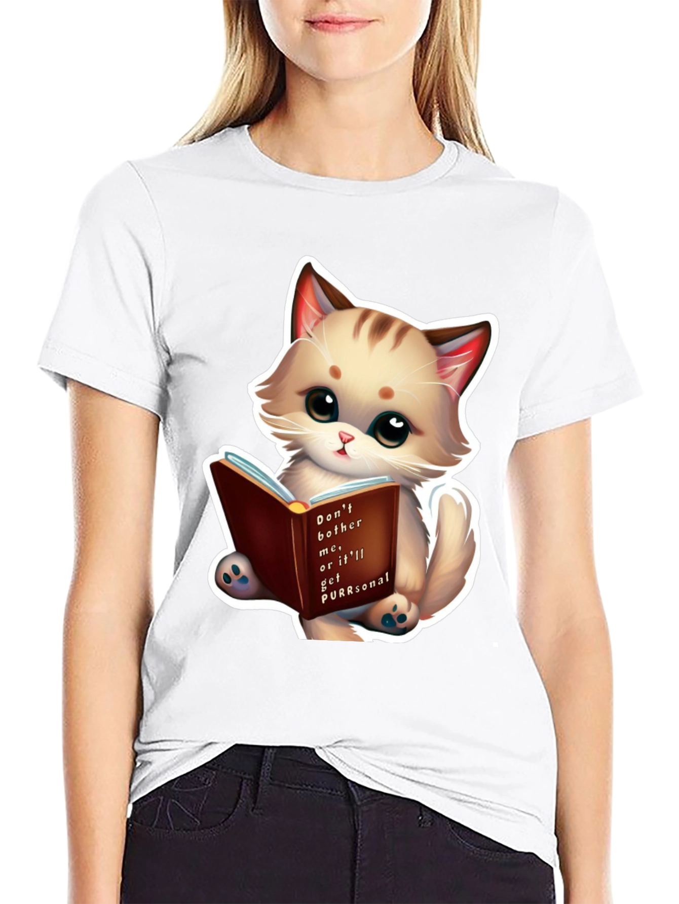 Cute Cat Reading Book T-Shirt