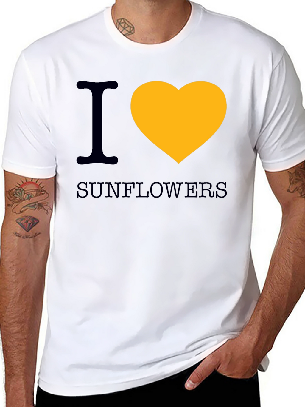 I Heart Sunflowers Graphic Tee - Black Cotton T-Shirt