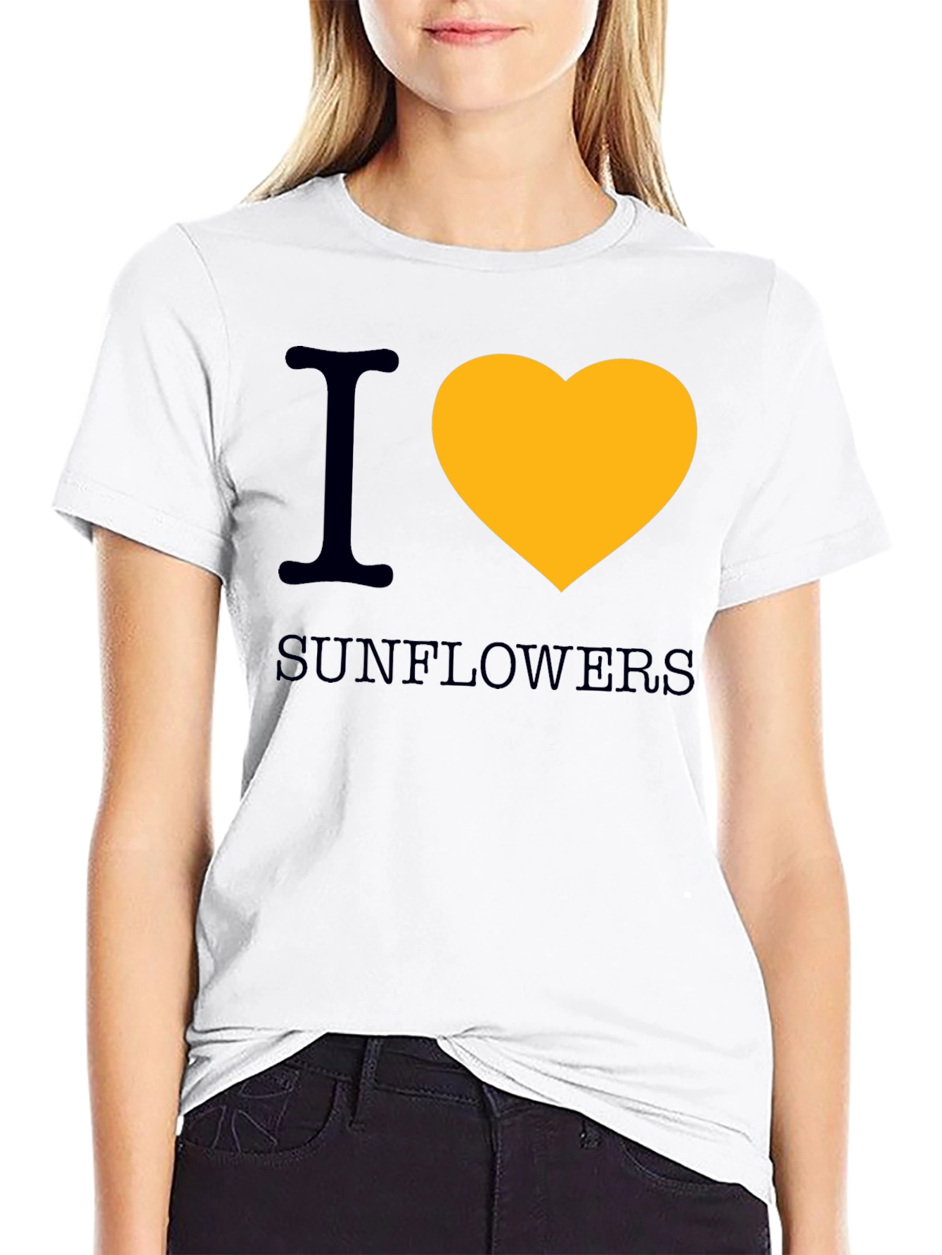 I Heart Sunflowers Graphic Tee - Black Cotton T-Shirt