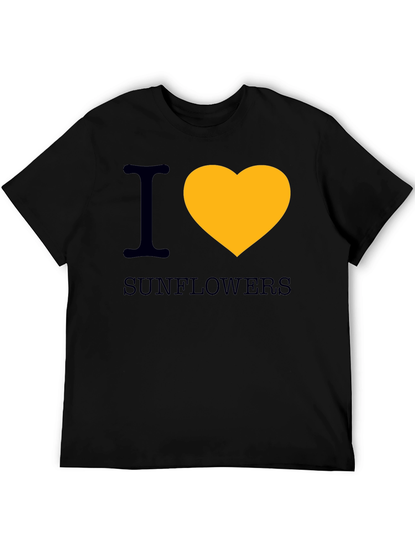 I Heart Sunflowers Graphic Tee - Black Cotton T-Shirt