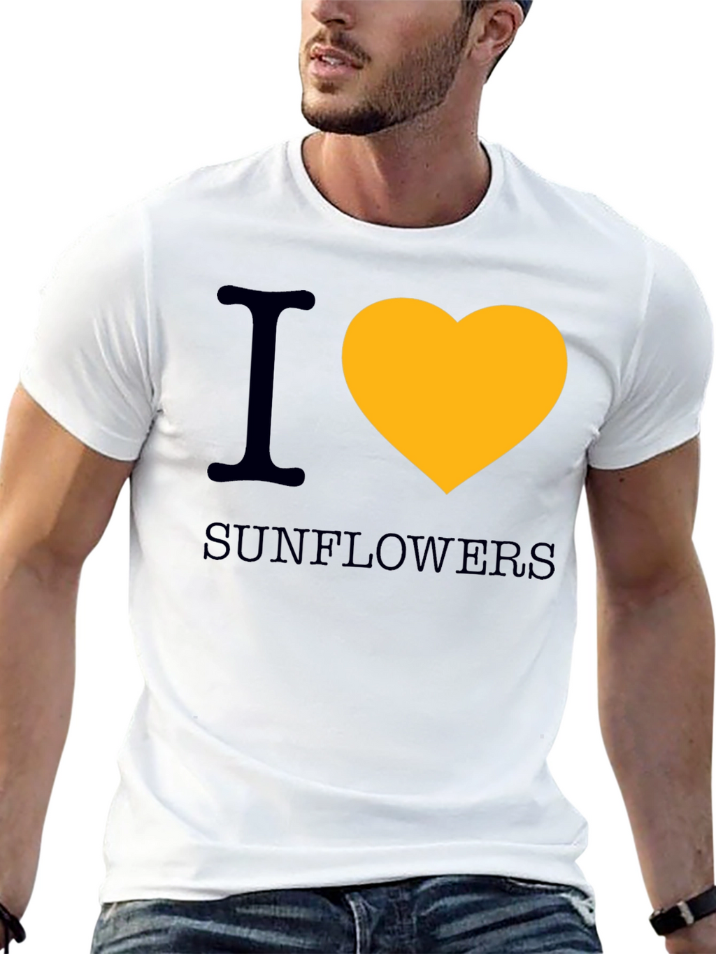 I Heart Sunflowers Graphic Tee - Black Cotton T-Shirt