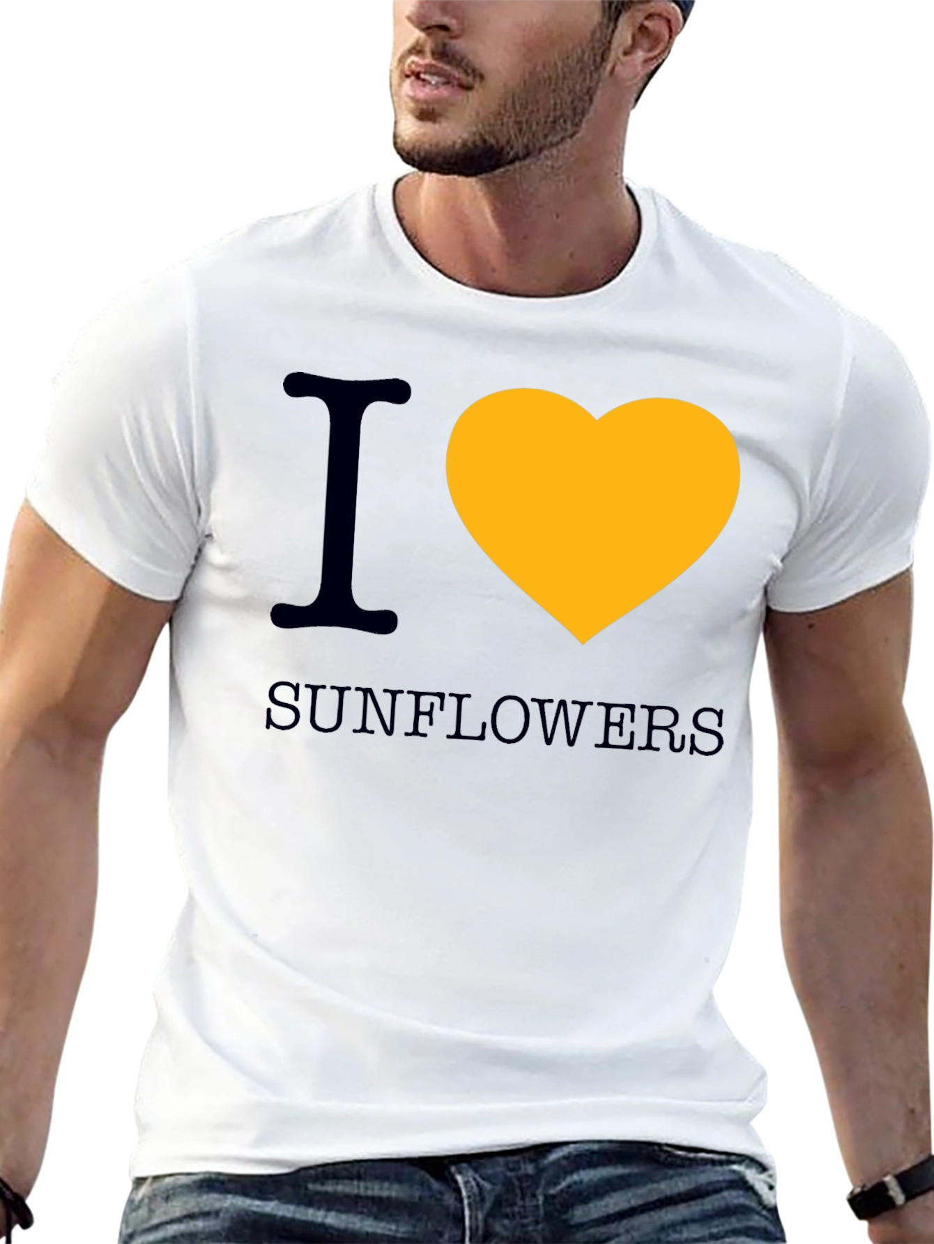 I Heart Sunflowers Graphic Tee - Black Cotton T-Shirt
