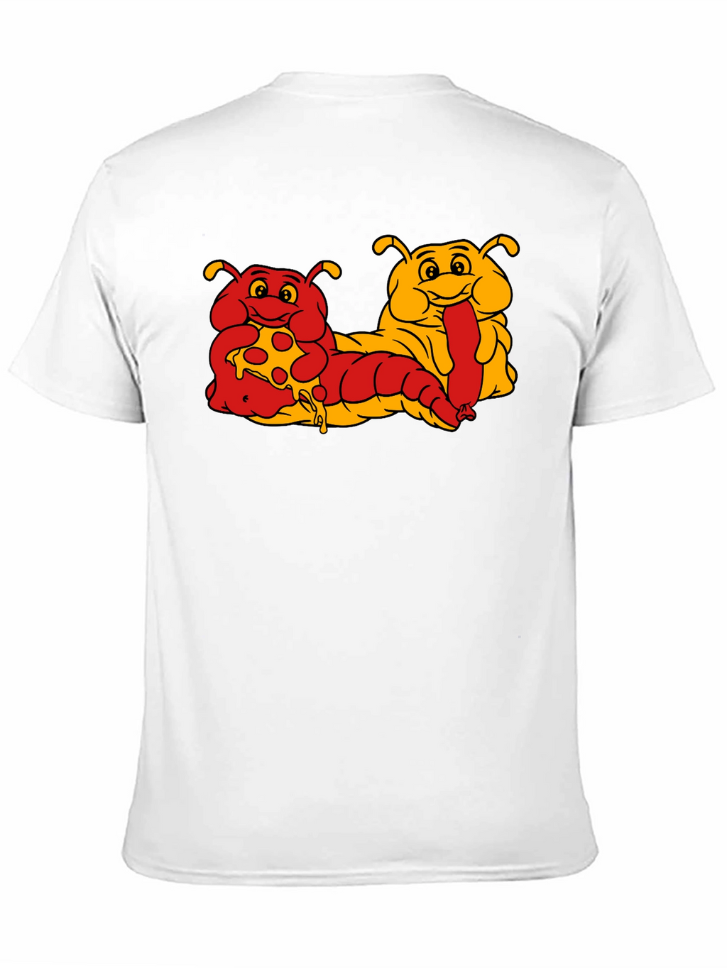 Cartoon Caterpillar Pizza & Hotdog T-Shirt