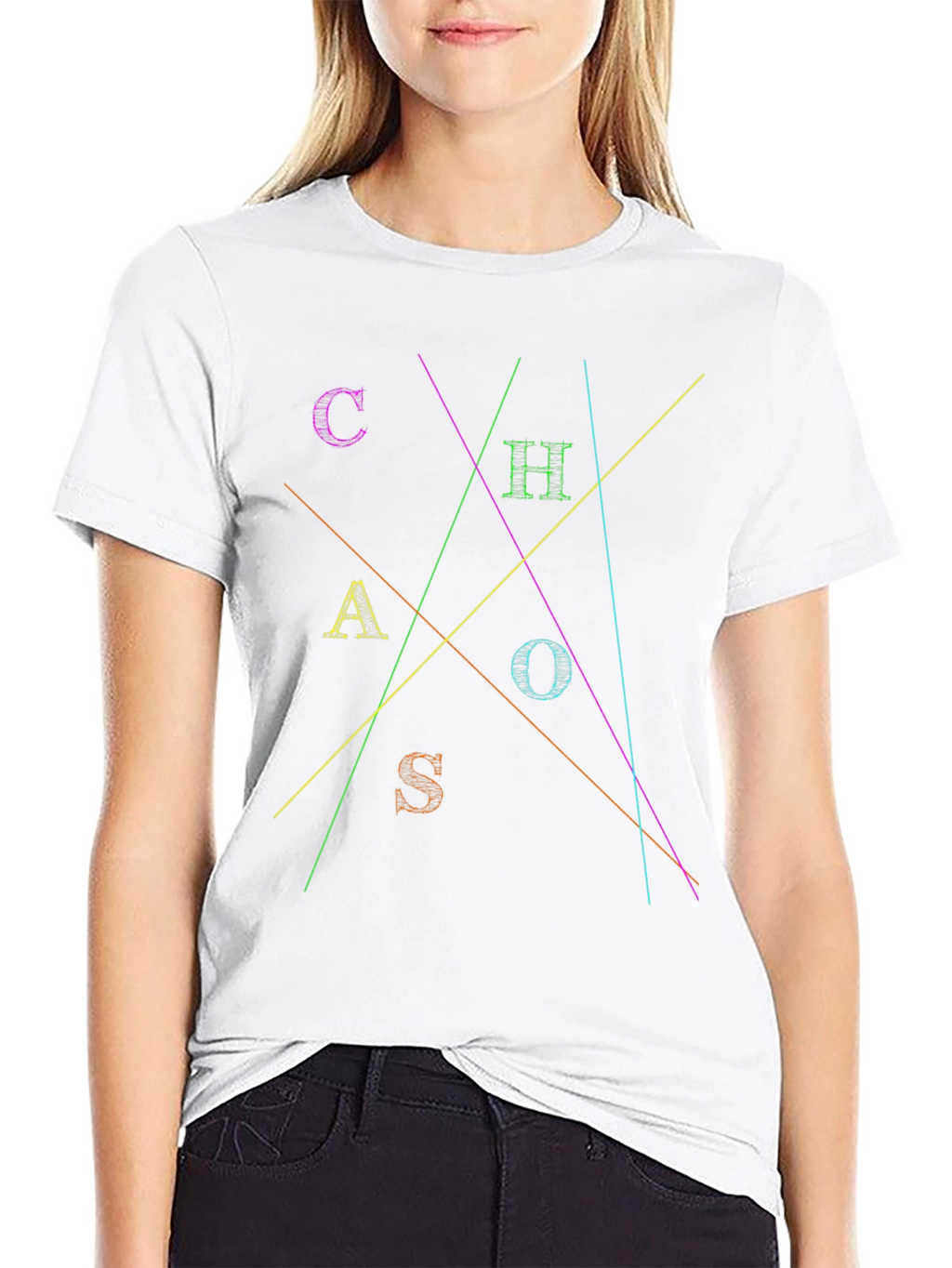 Chaos T-Shirt Abstract Design Black Tee
