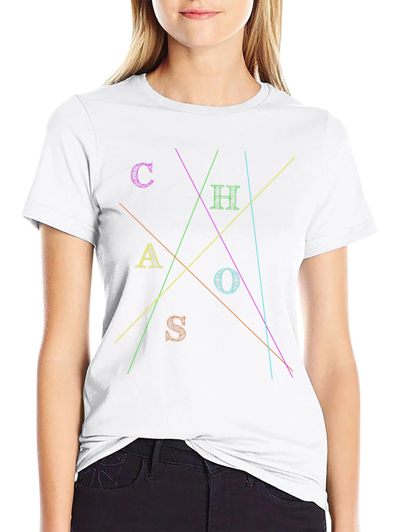 Chaos T-Shirt Abstract Design Black Tee