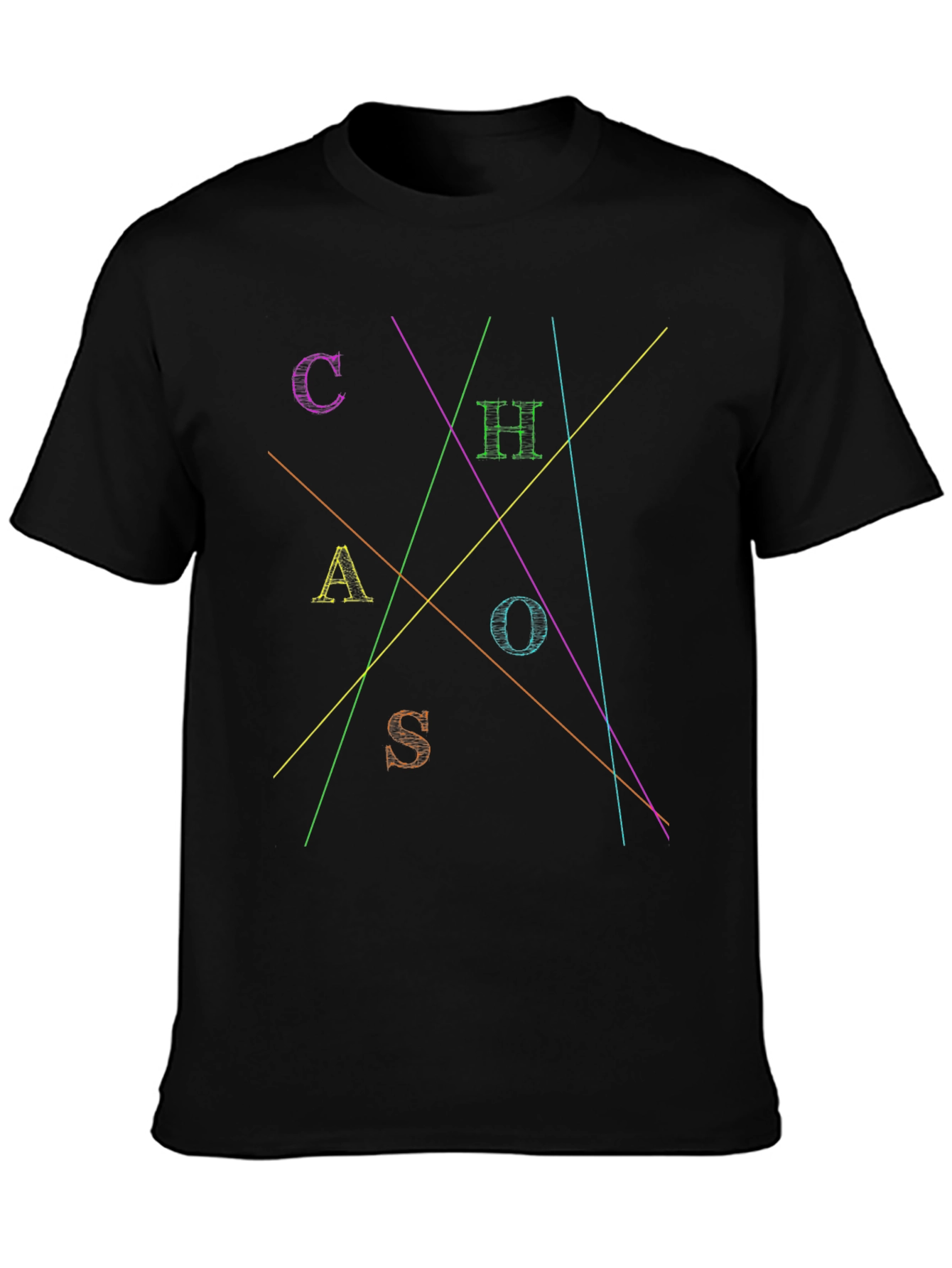 Chaos T-Shirt Abstract Design Black Tee