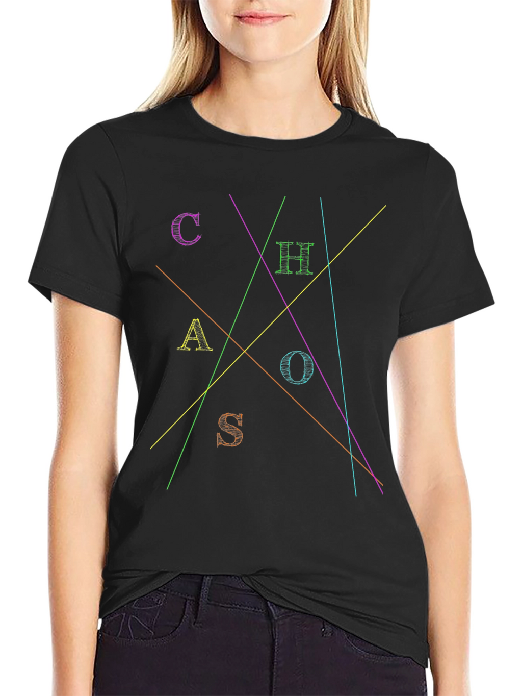 Chaos T-Shirt Abstract Design Black Tee