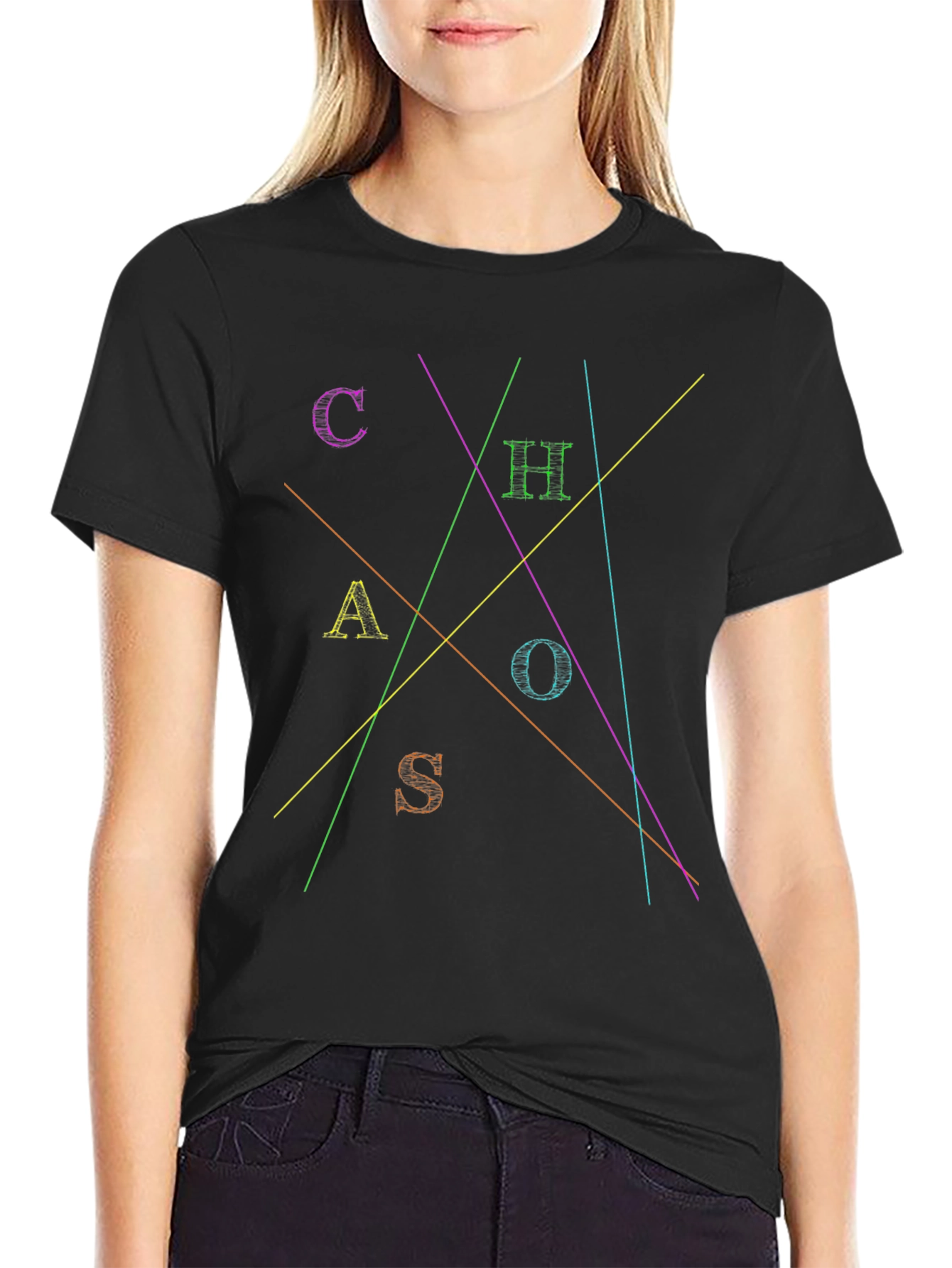 Chaos T-Shirt Abstract Design Black Tee