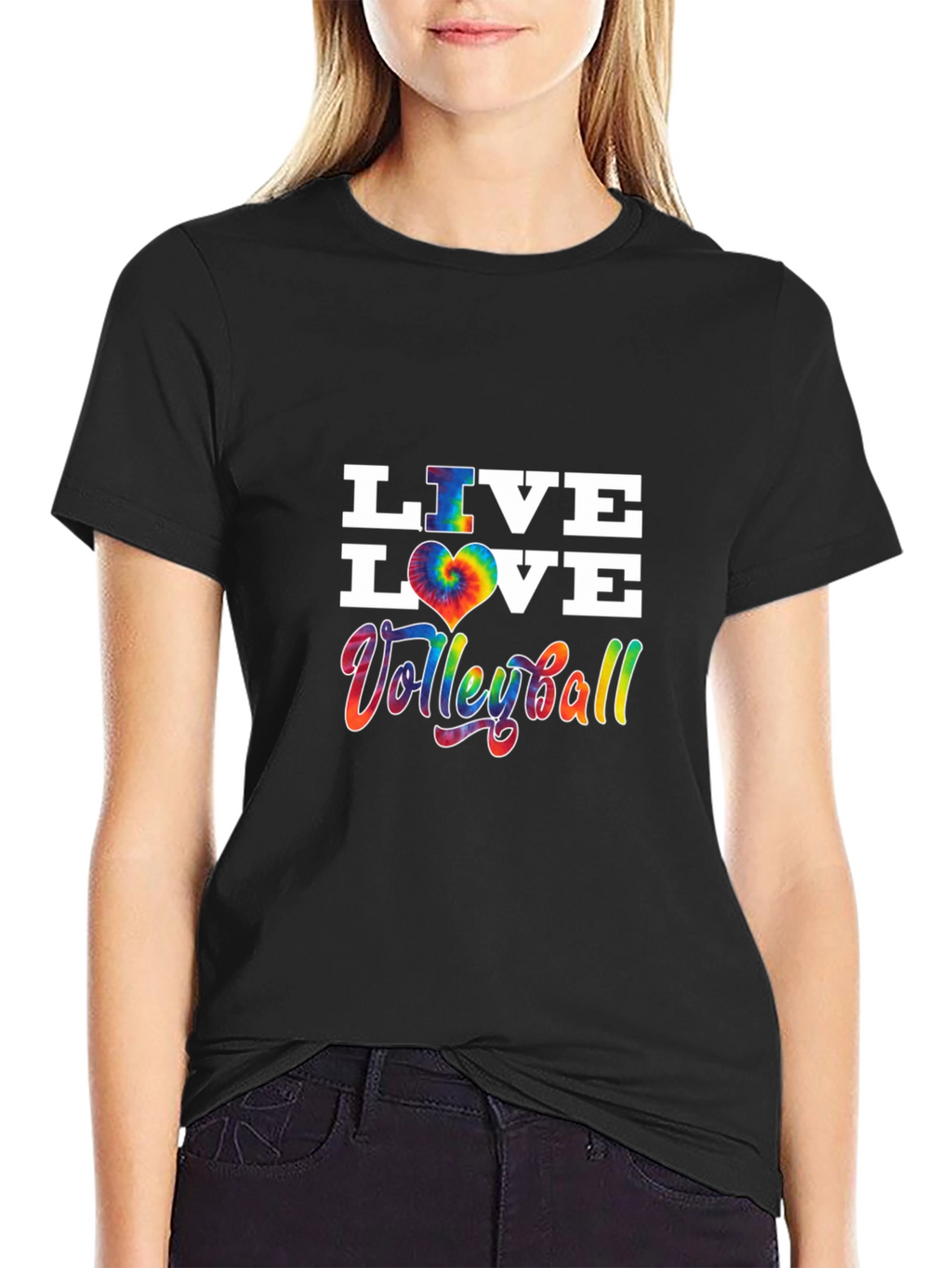 Live Love Volleyball Tie-Dye Graphic T-Shirt
