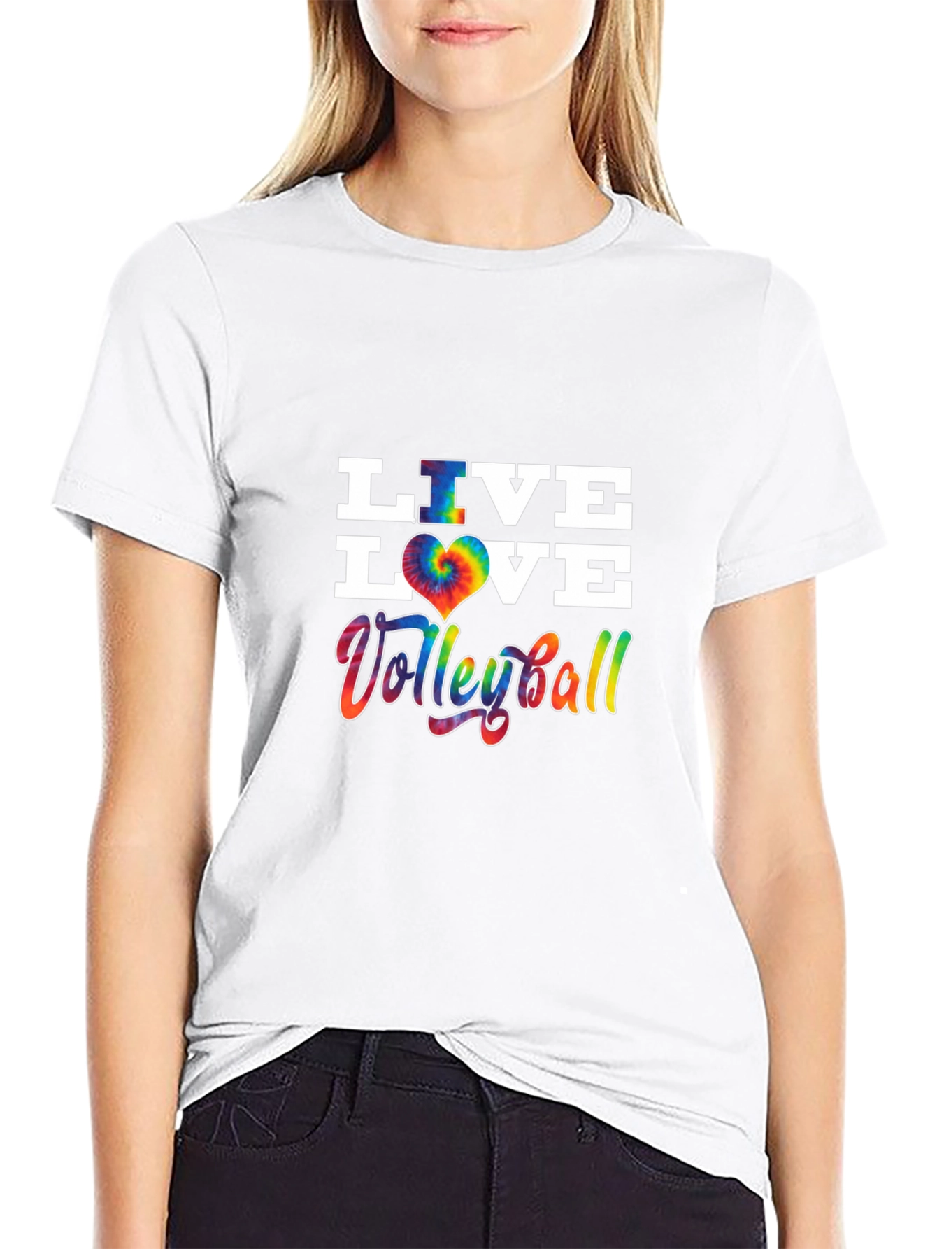 Live Love Volleyball Tie-Dye Graphic T-Shirt