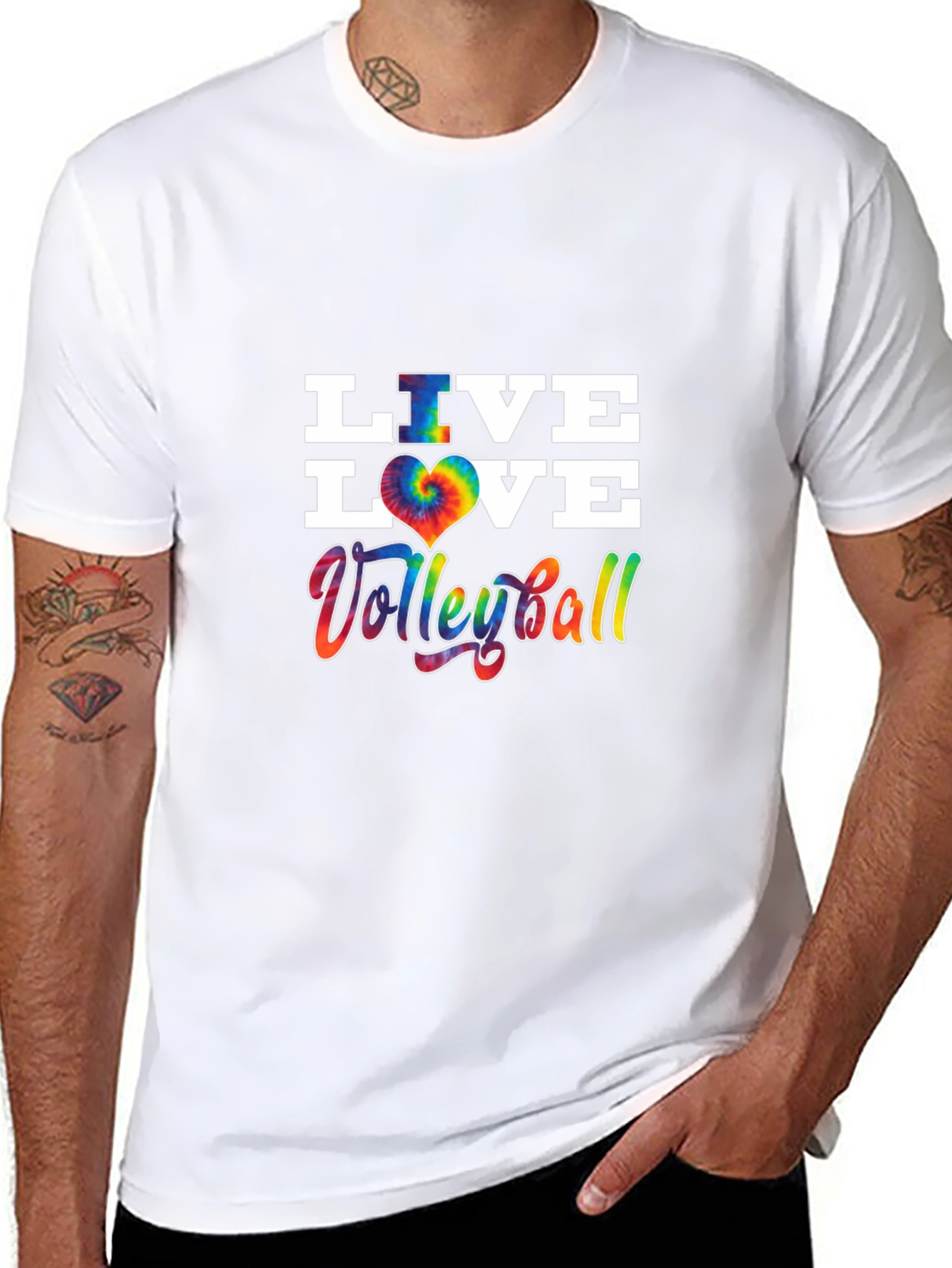 Live Love Volleyball Tie-Dye Graphic T-Shirt
