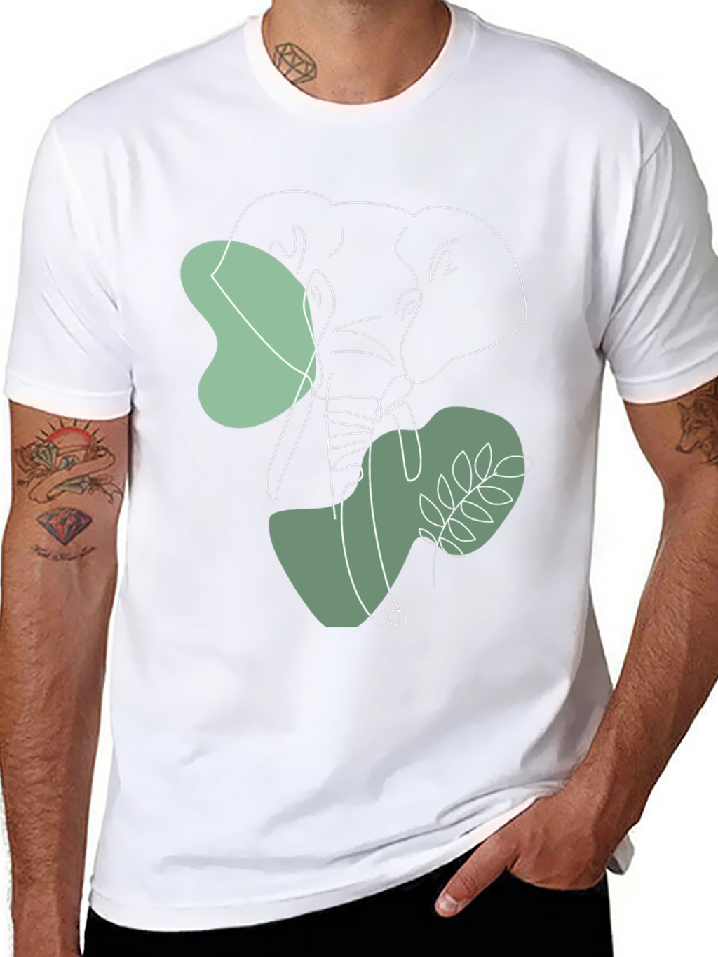 Elephant Line Art Graphic Tee