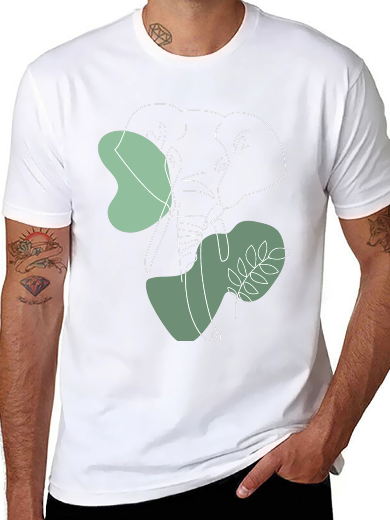 Elephant Line Art Graphic Tee