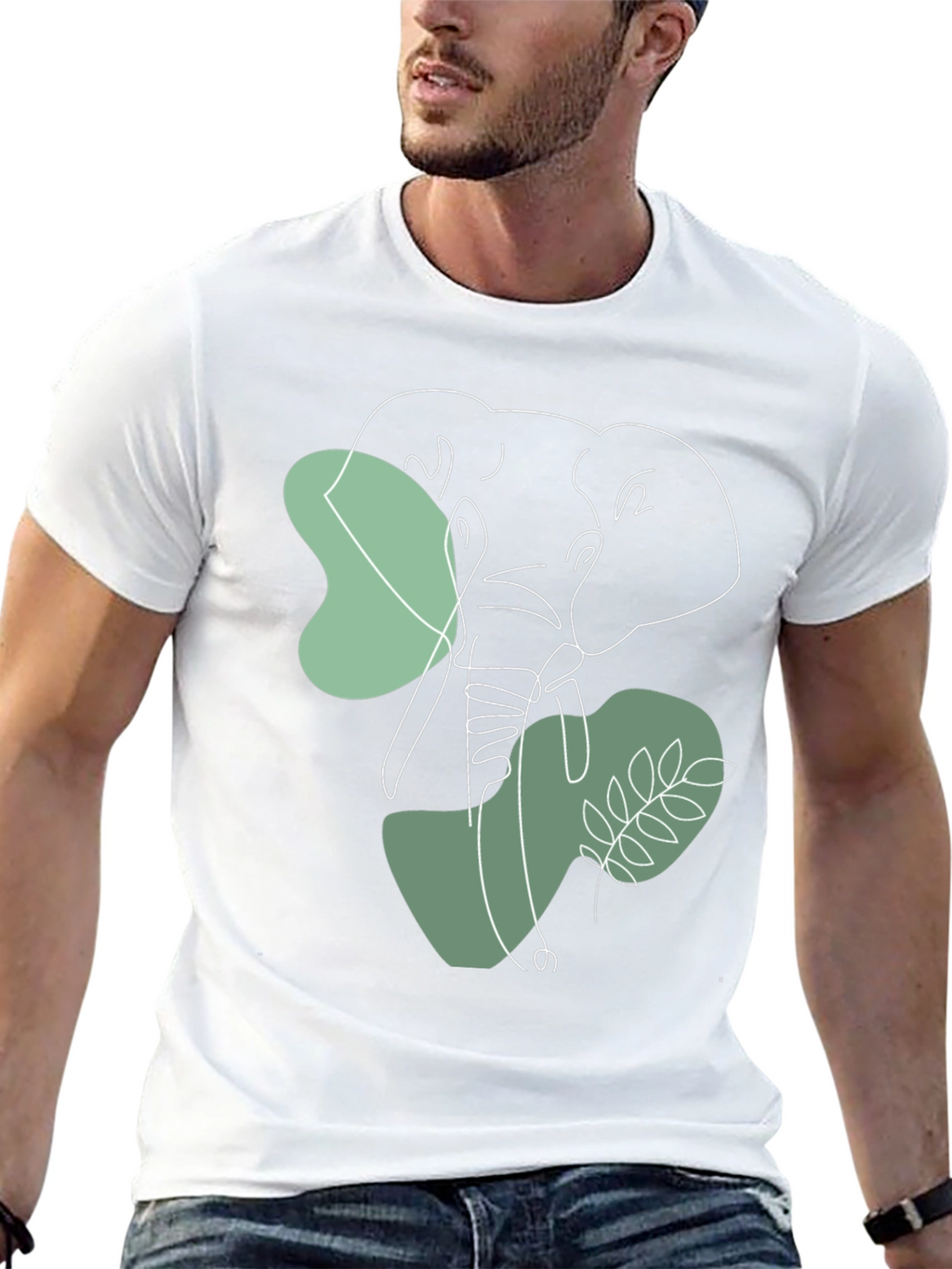 Elephant Line Art Graphic Tee