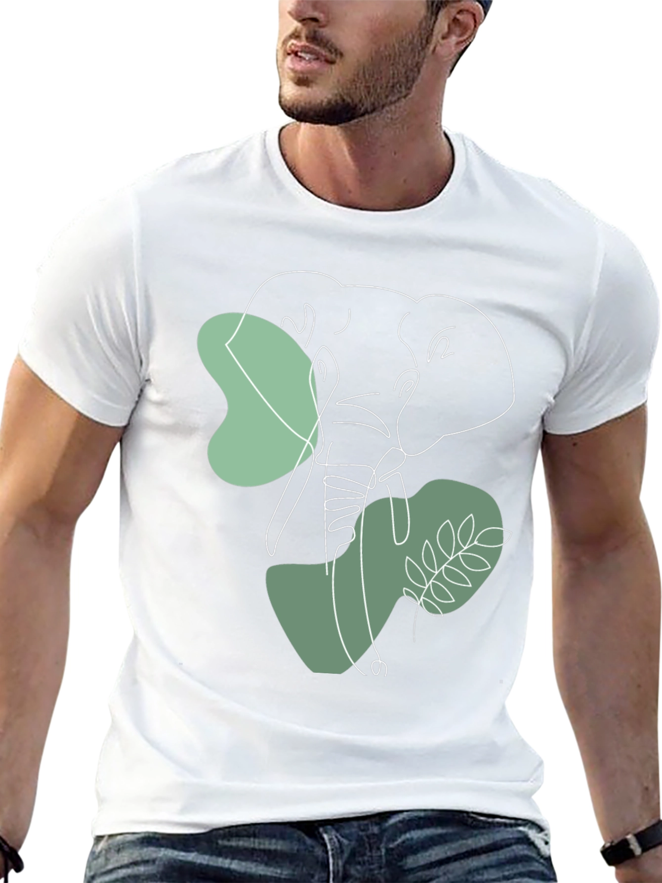 Elephant Line Art Graphic Tee