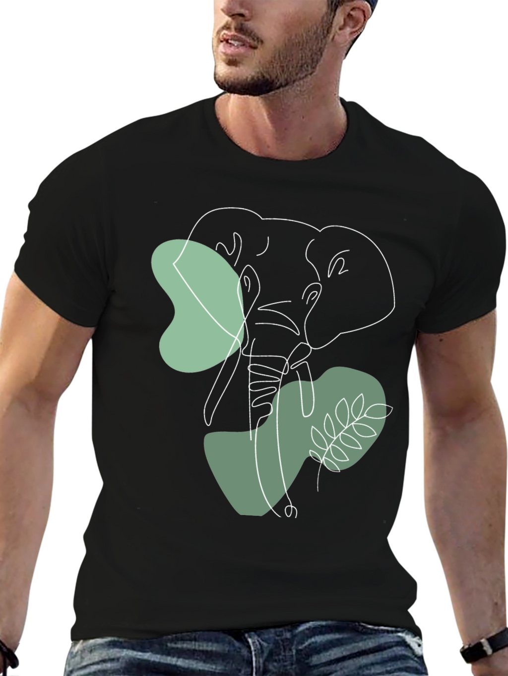 Elephant Line Art Graphic Tee