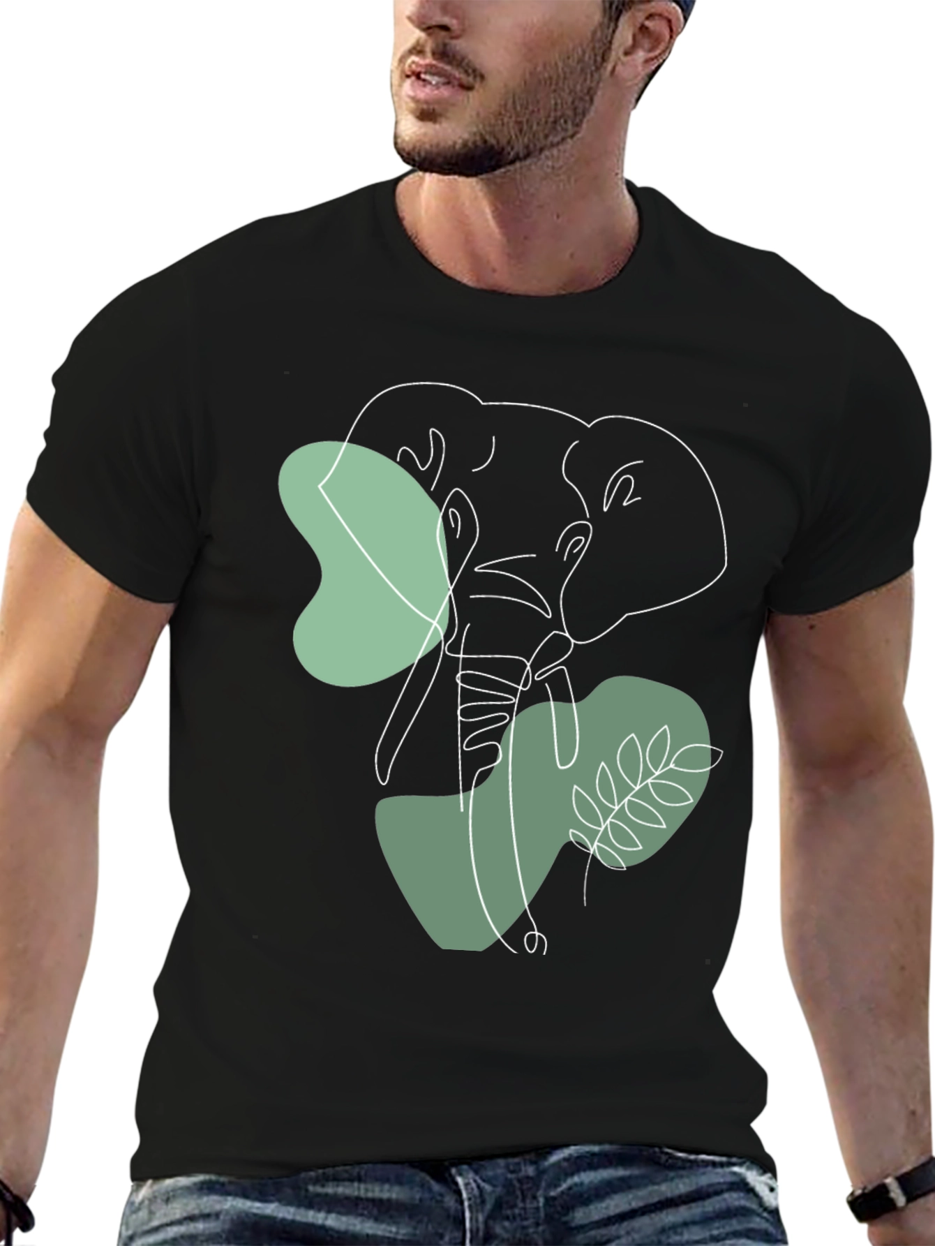 Elephant Line Art Graphic Tee