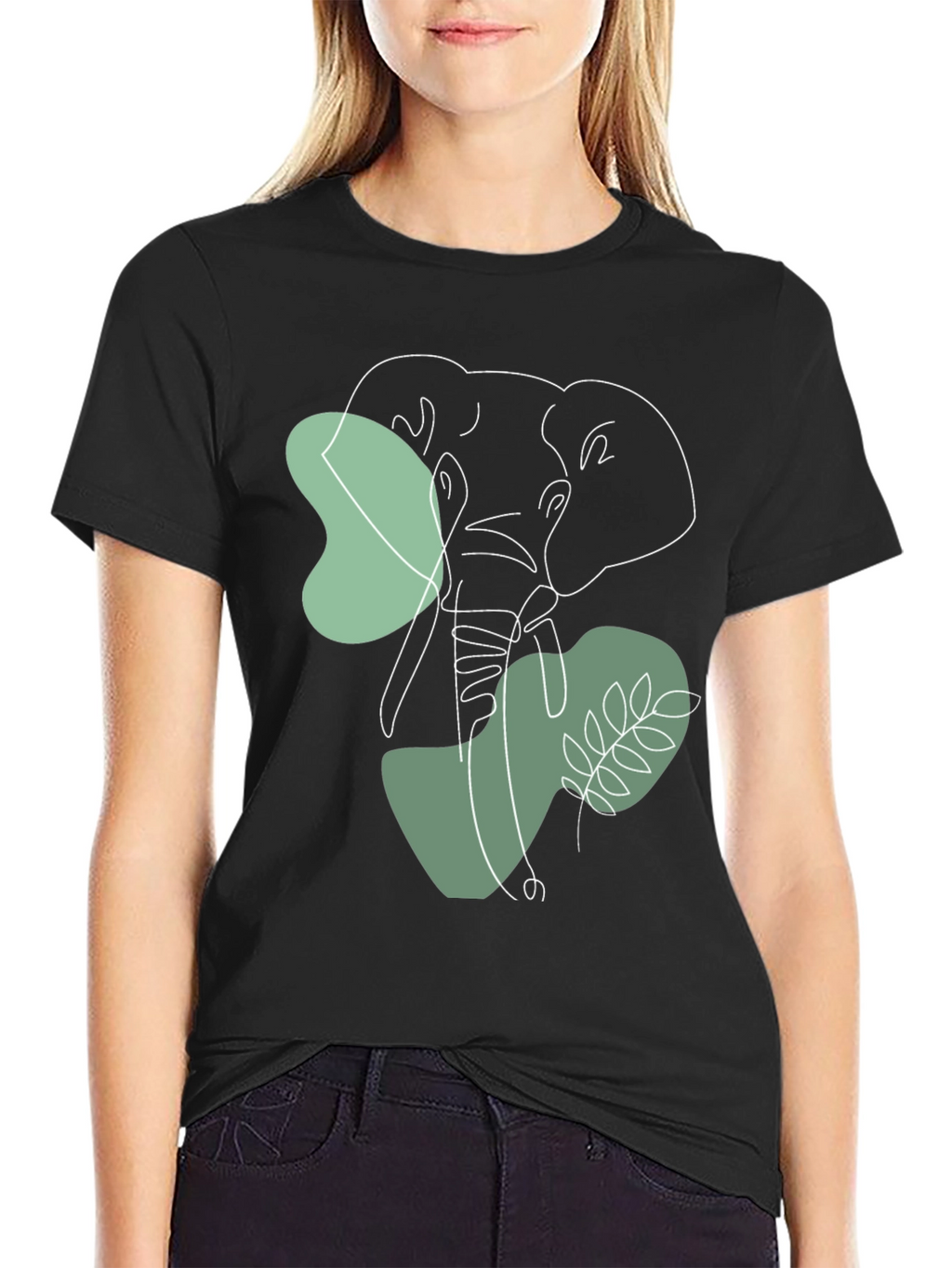 Elephant Line Art Graphic Tee