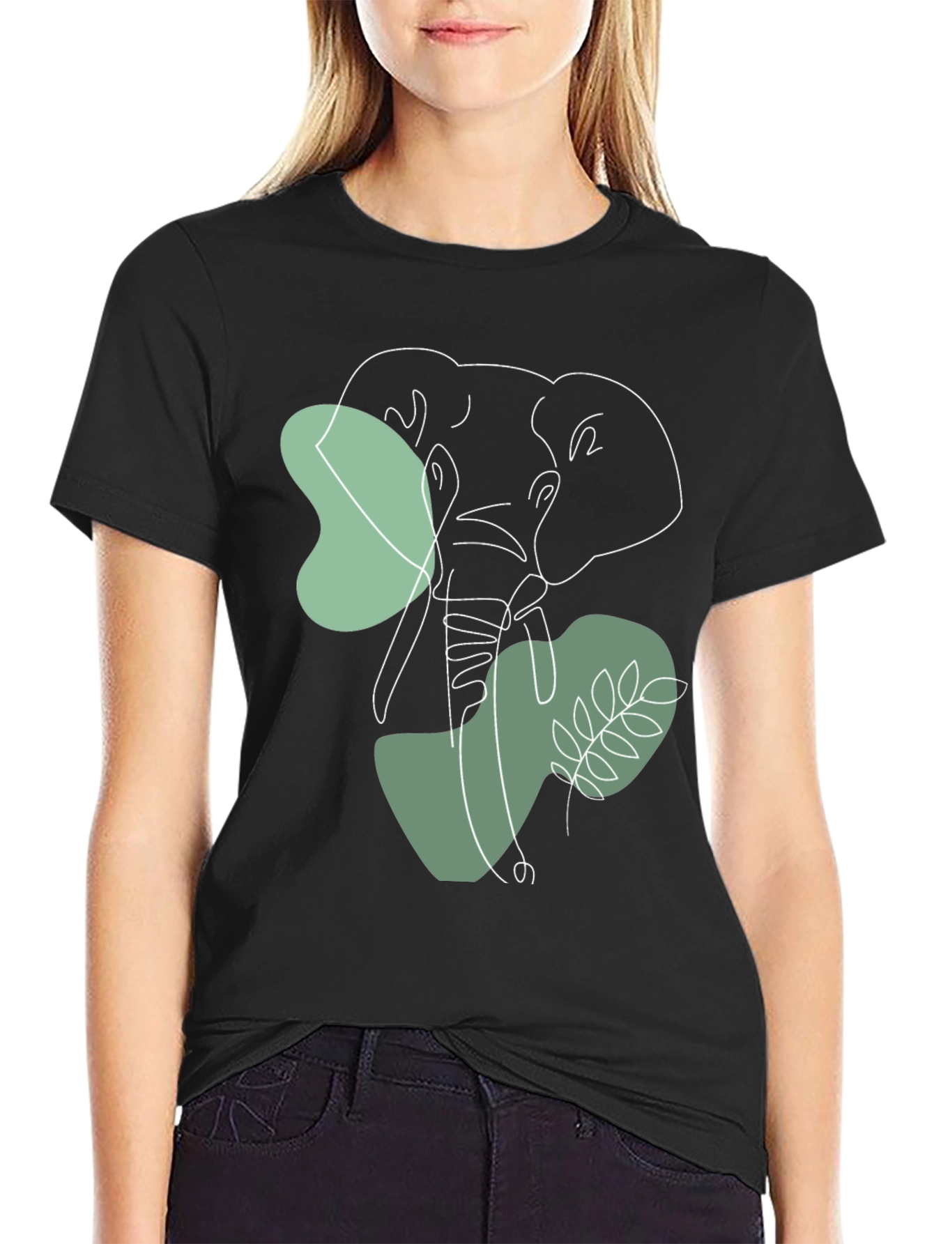Elephant Line Art Graphic Tee