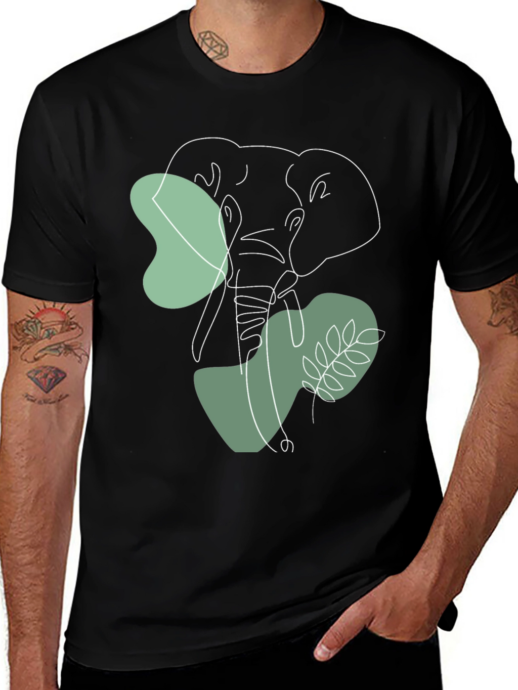 Elephant Line Art Graphic Tee