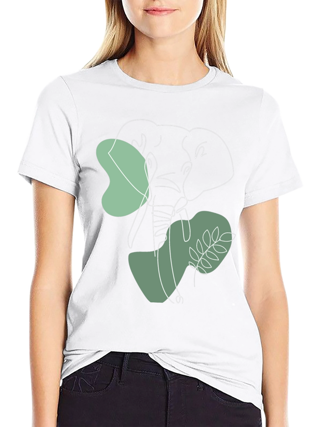 Elephant Line Art Graphic Tee