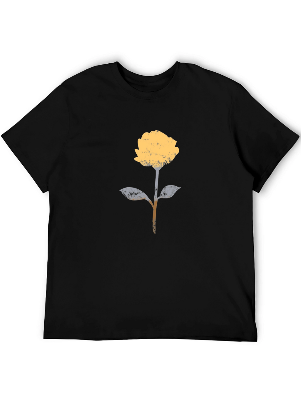 Modern Floral Graphic T-Shirt - Black Cotton Blend