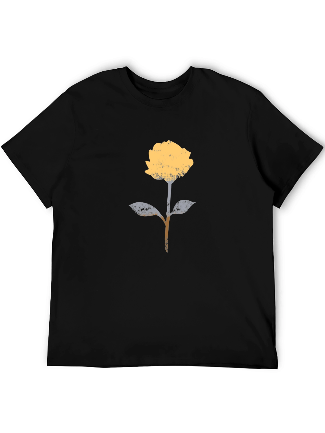 Modern Floral Graphic T-Shirt - Black Cotton Blend