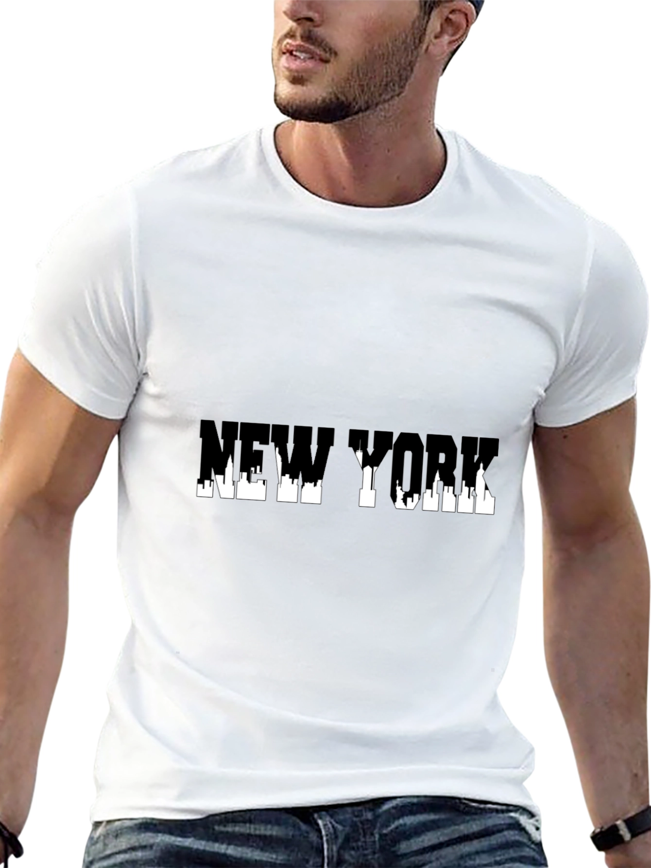 New York Skyline Graphic Black T-Shirt