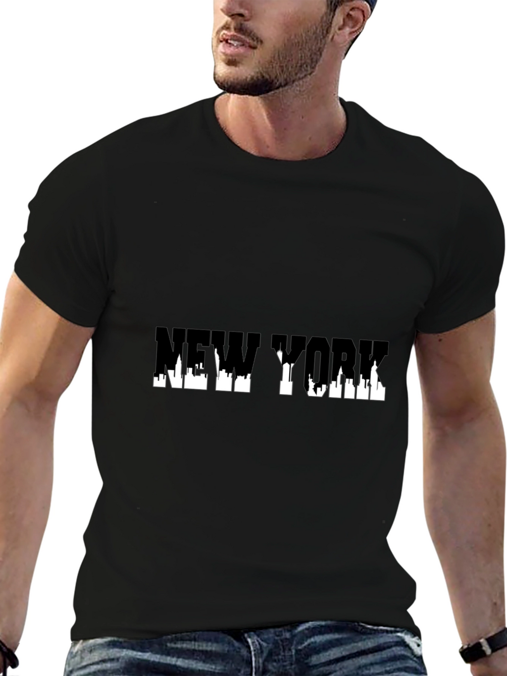 New York Skyline Graphic Black T-Shirt