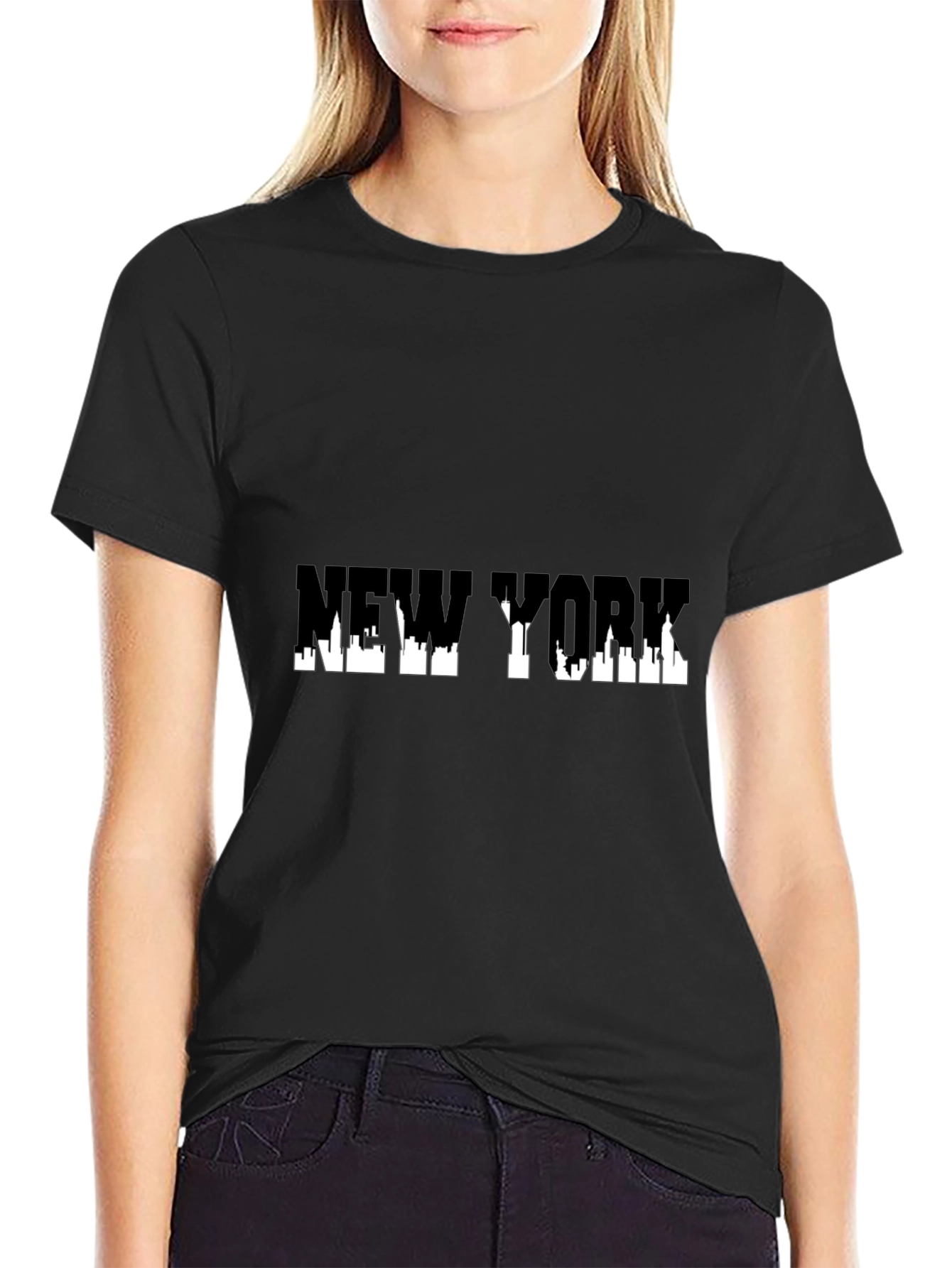 New York Skyline Graphic Black T-Shirt