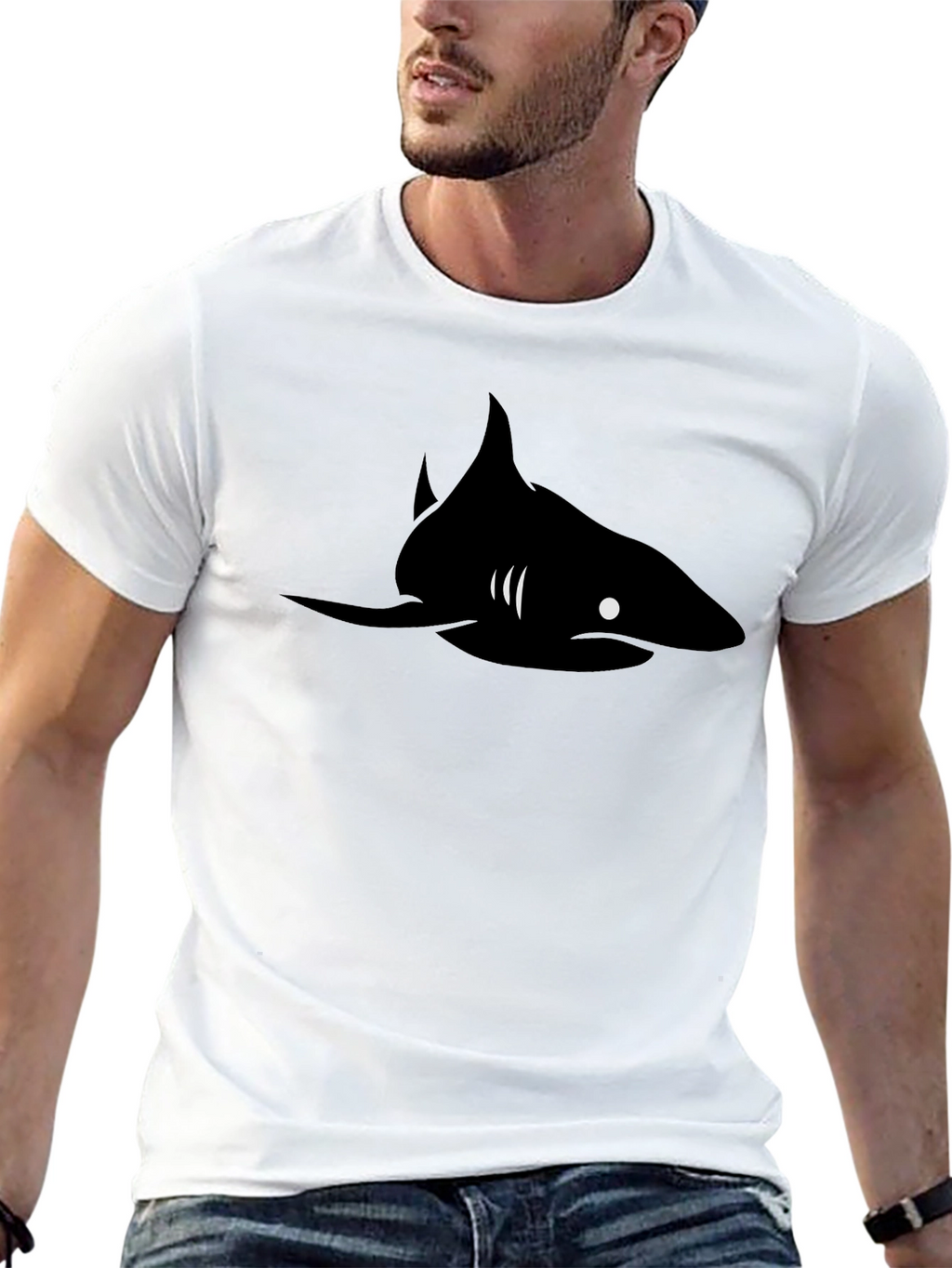 Black Shark Graphic Tee - Stylish Mens T-Shirt