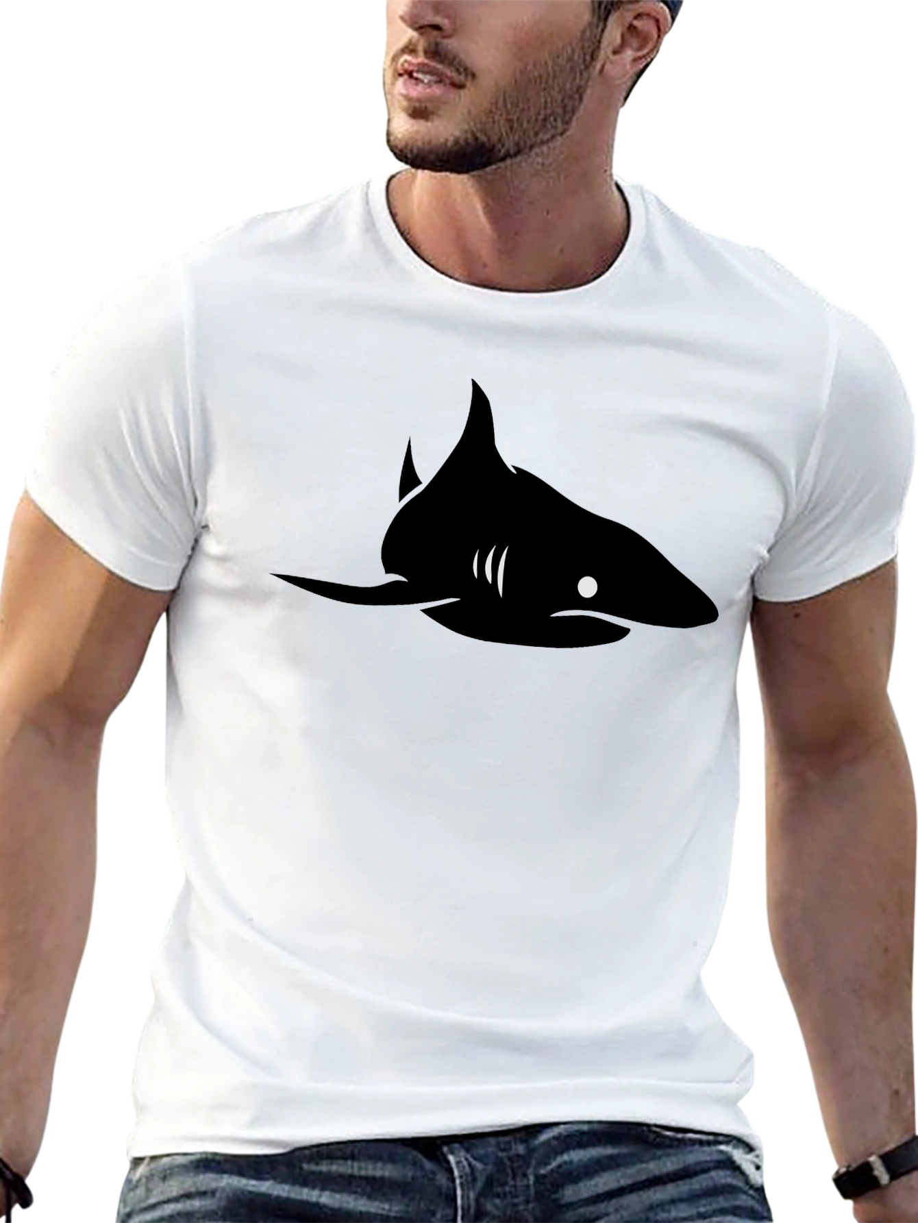 Black Shark Graphic Tee - Stylish Mens T-Shirt