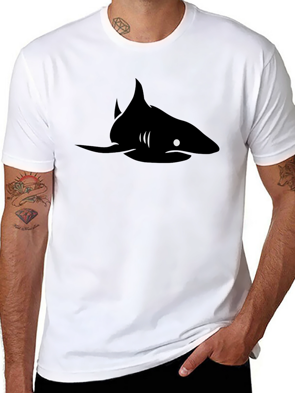Black Shark Graphic Tee - Stylish Mens T-Shirt