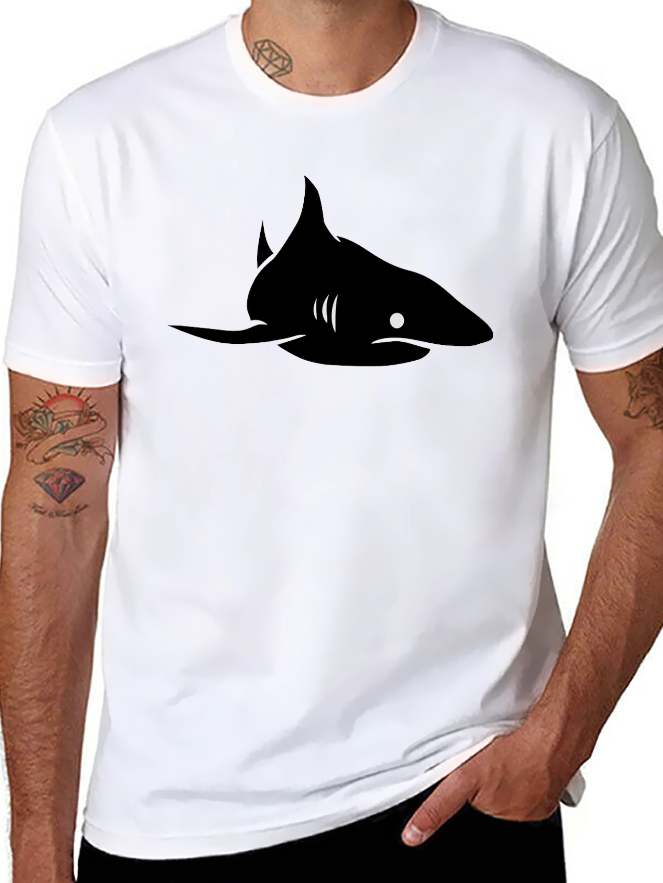 Black Shark Graphic Tee - Stylish Mens T-Shirt