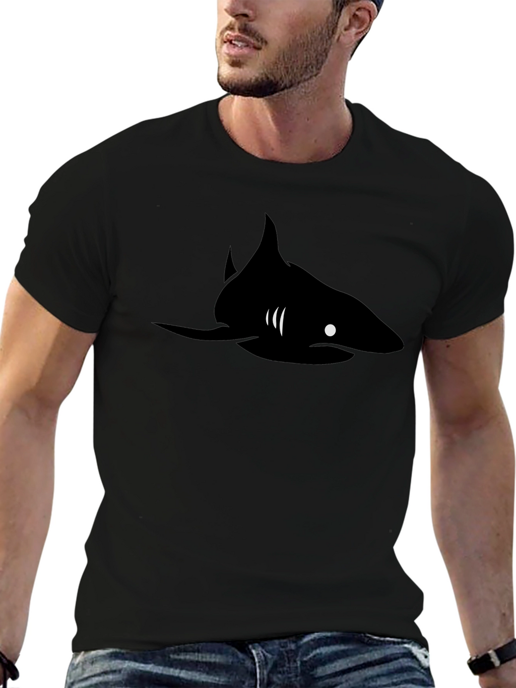 Black Shark Graphic Tee - Stylish Mens T-Shirt